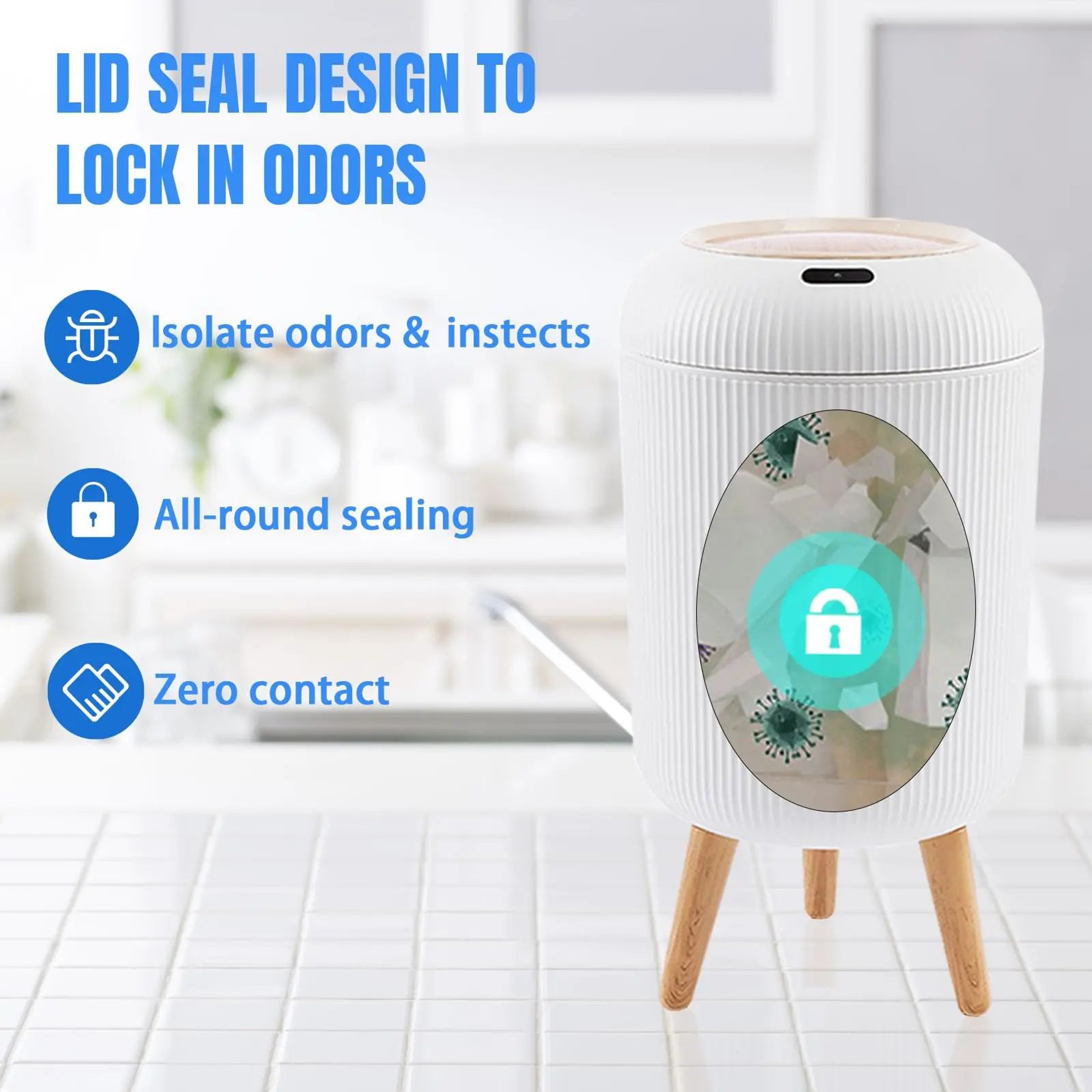SmartSeal 10L Motion Sensor Trash Can With Lid For Bedroom Bathroom  Kitchen 1