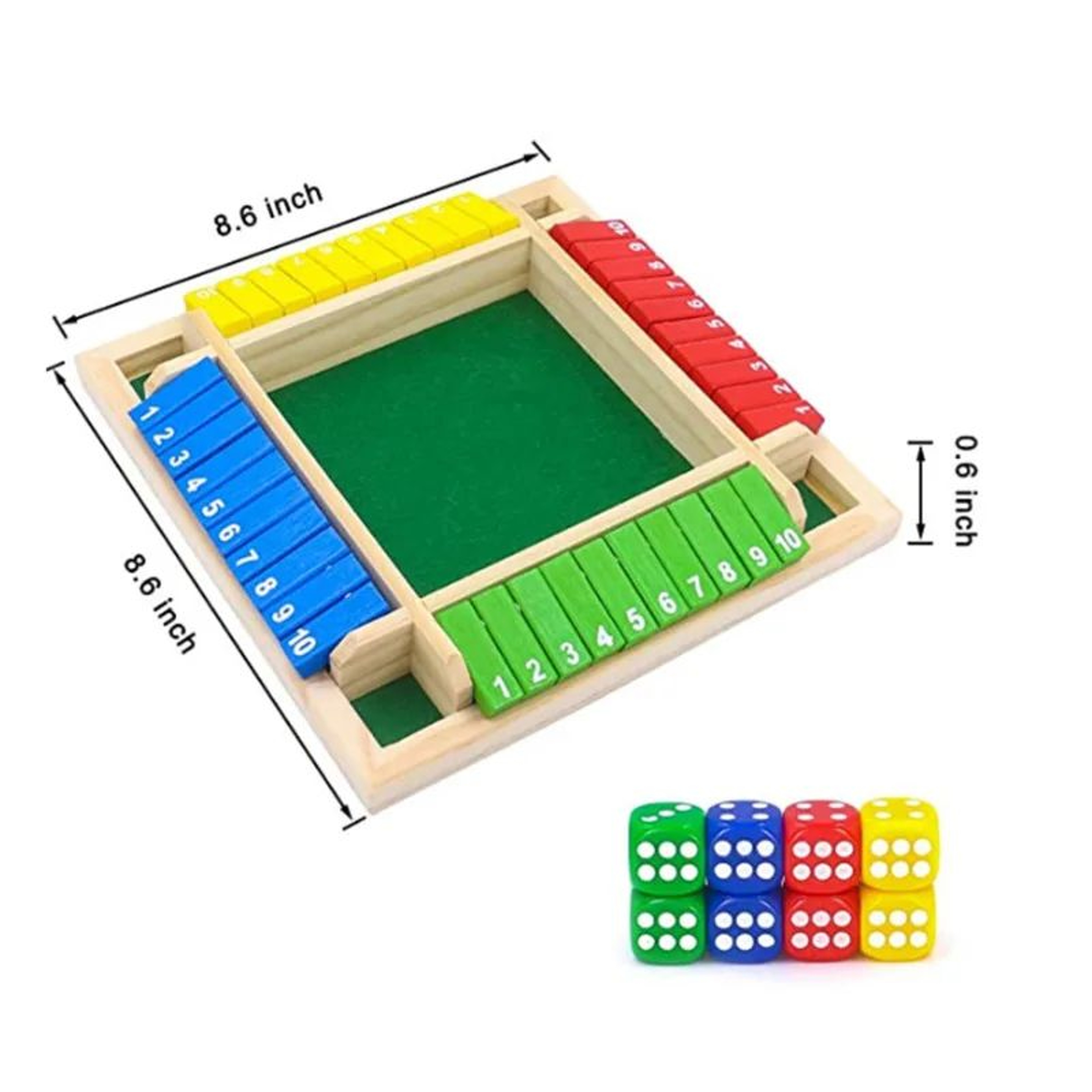 Deluxe Wooden Shut The Box Dice Game  4Sided Shut The Box Board Game For Family  Party Fun 4