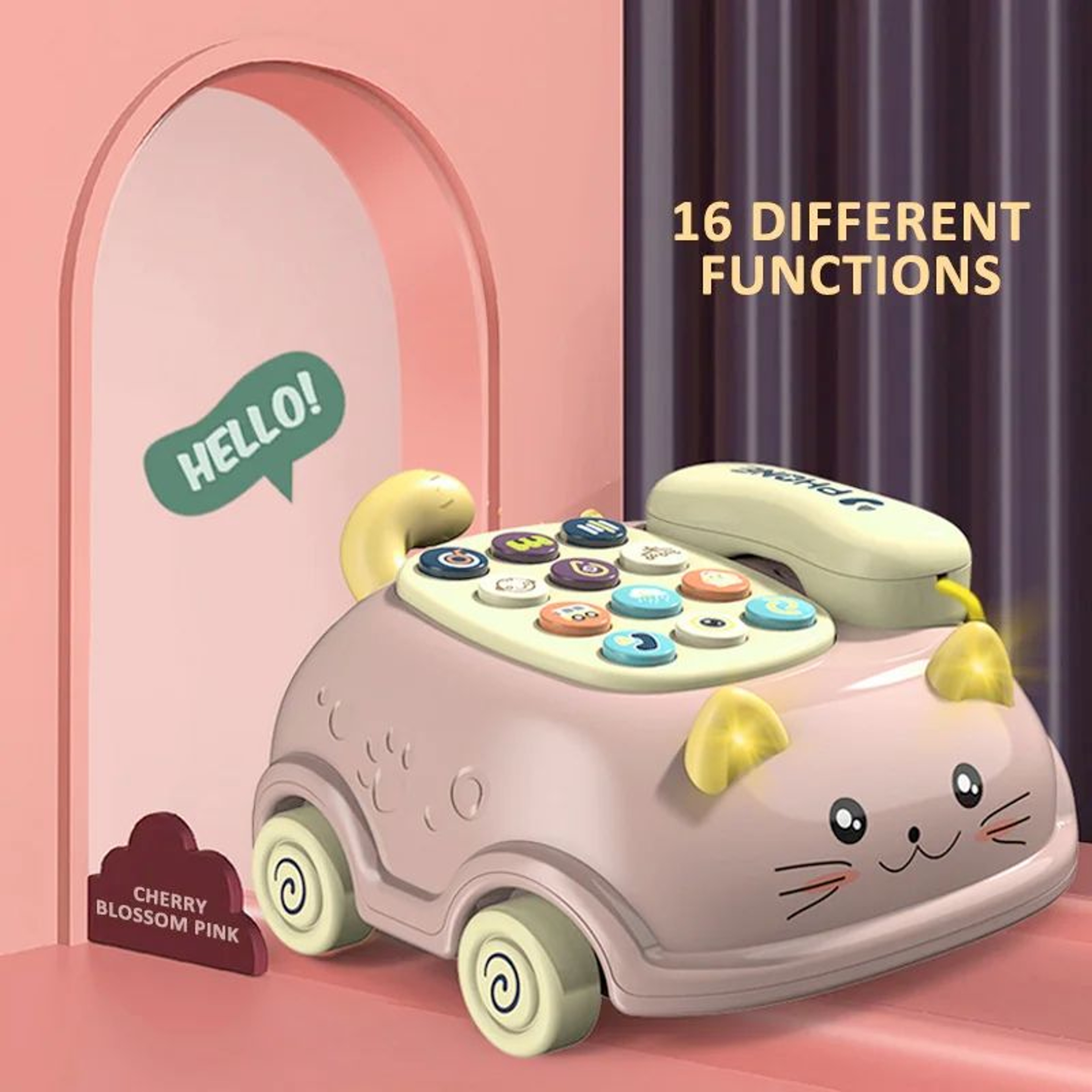 Montessori Musical PullAlong Phone Toy With Soft Lights Baby Learning Toy 4