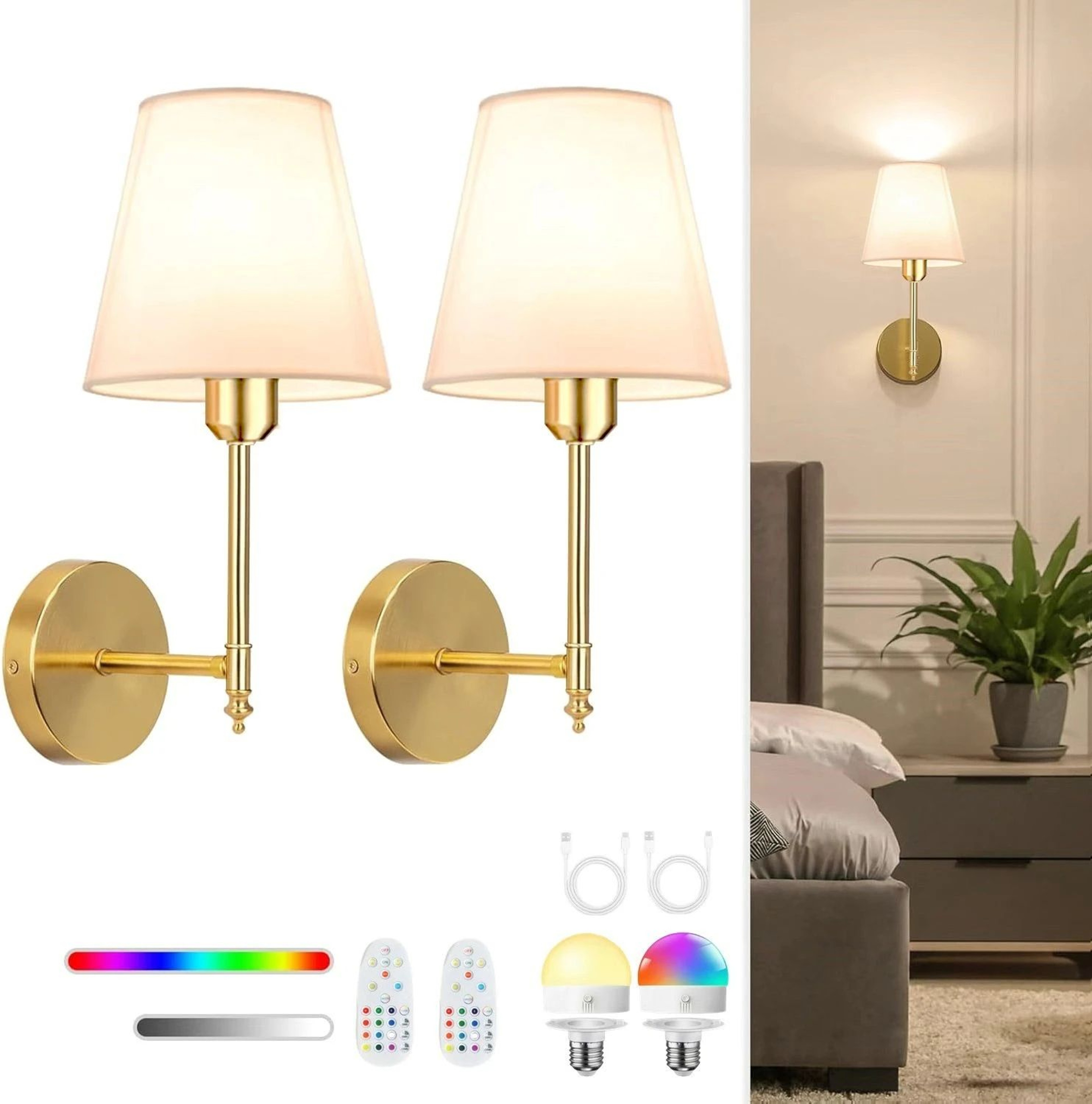 WiringFree Battery Operated Wall Sconce With 4000mAh Rechargeable Detachable Bulb Remote Dimming  1 7