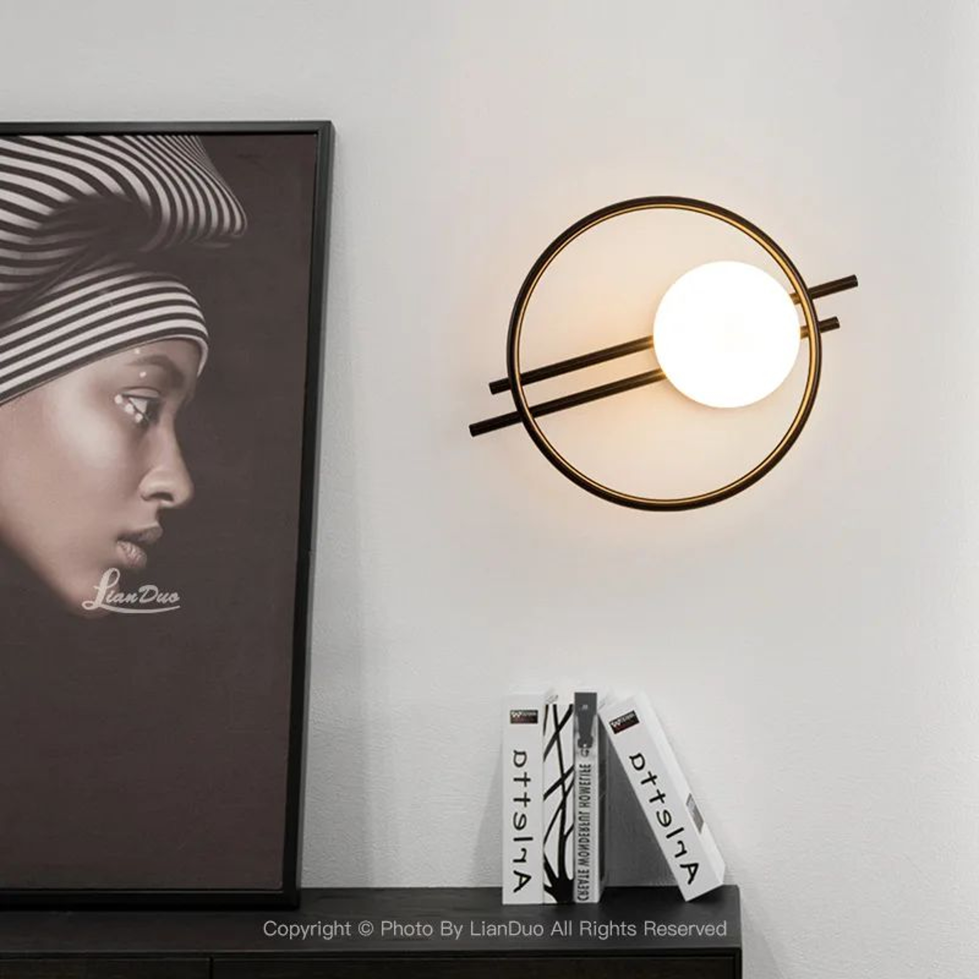 Modern Gold  Black LED Wall Sconce  Minimalist Round Accent Light For Bedroom  Living Room 5