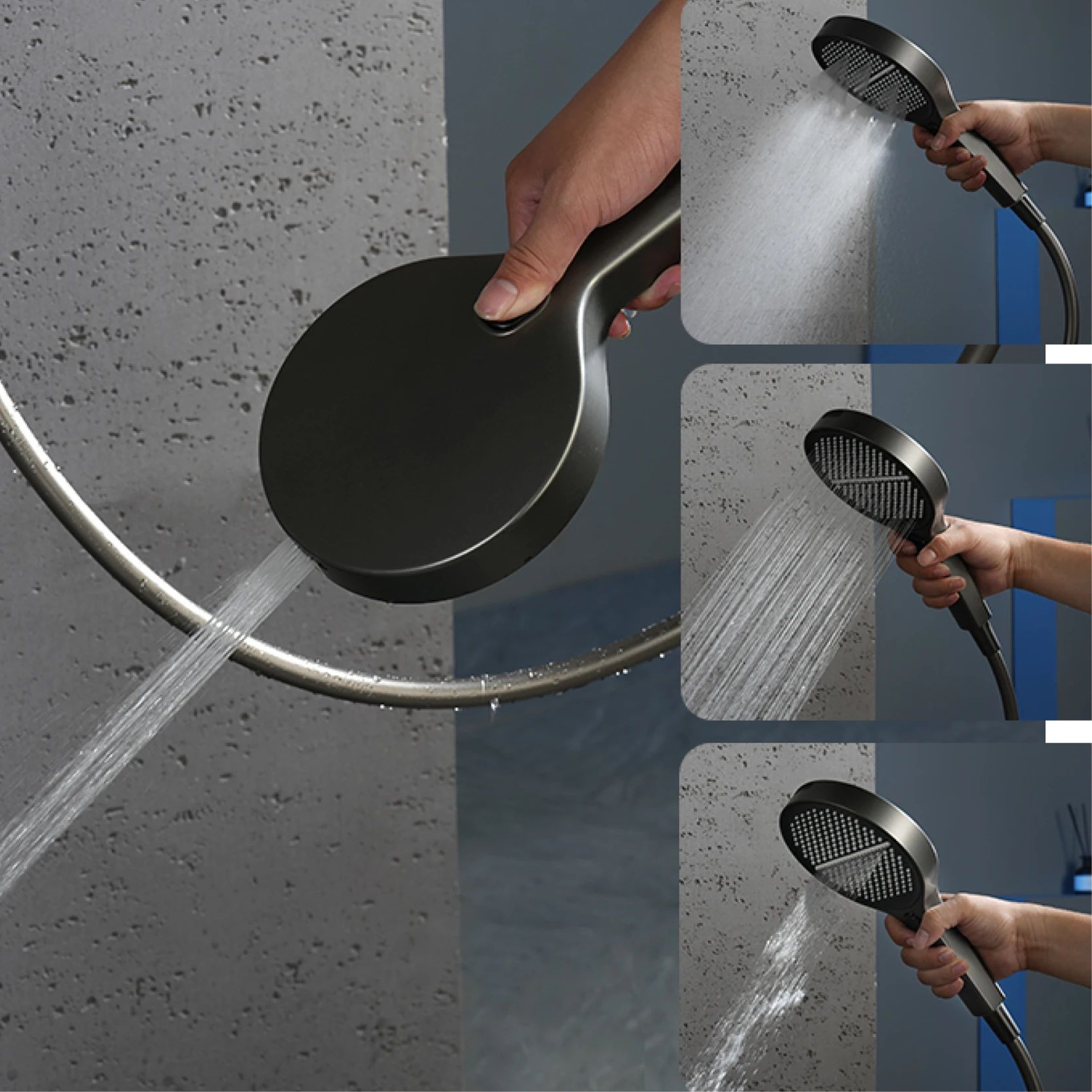 Gunmetal Brass Ceiling Shower System With LED Temperature Display DualMode Rainfall  Waterfall 3