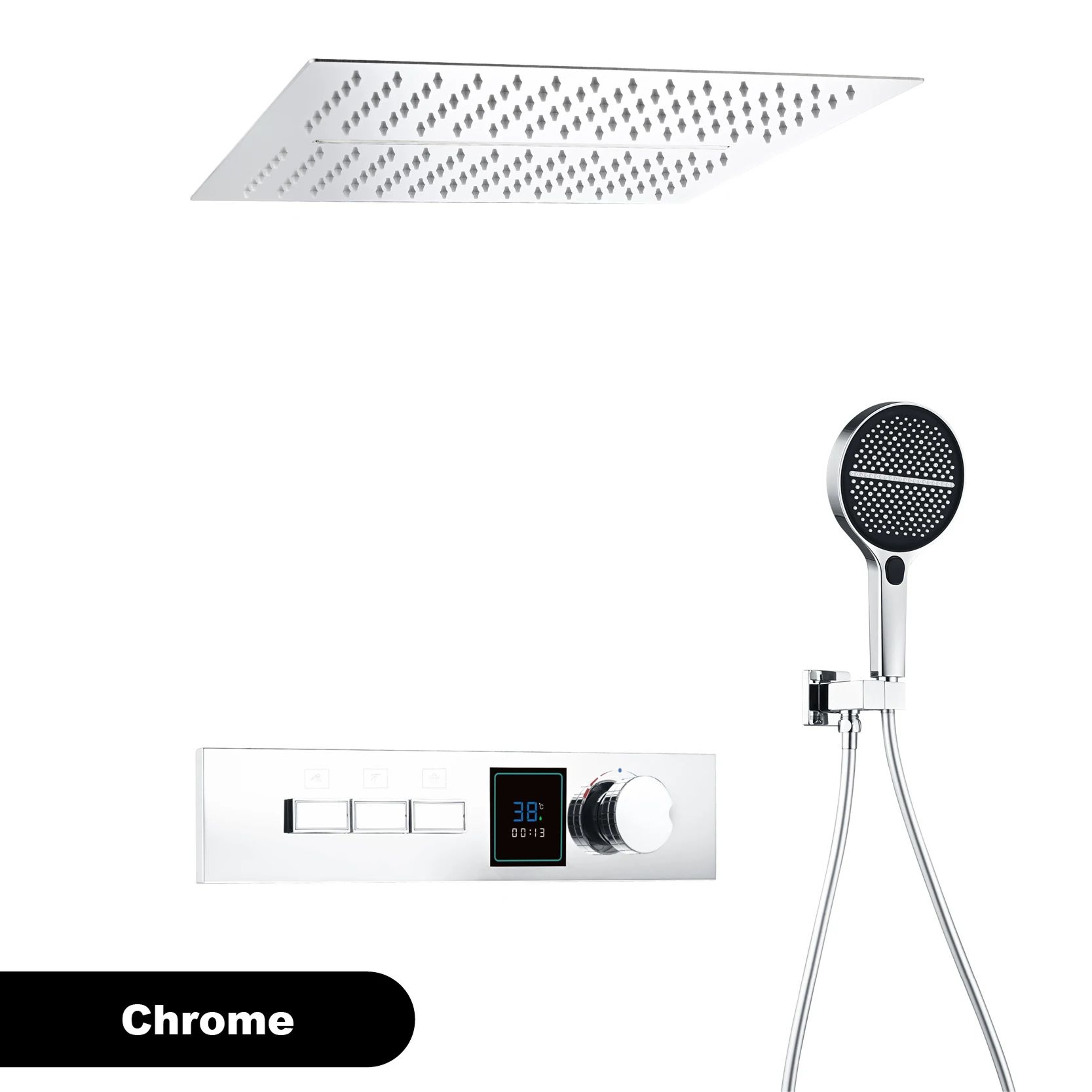Gunmetal Brass Ceiling Shower System With LED Temperature Display DualMode Rainfall  Waterfall 6