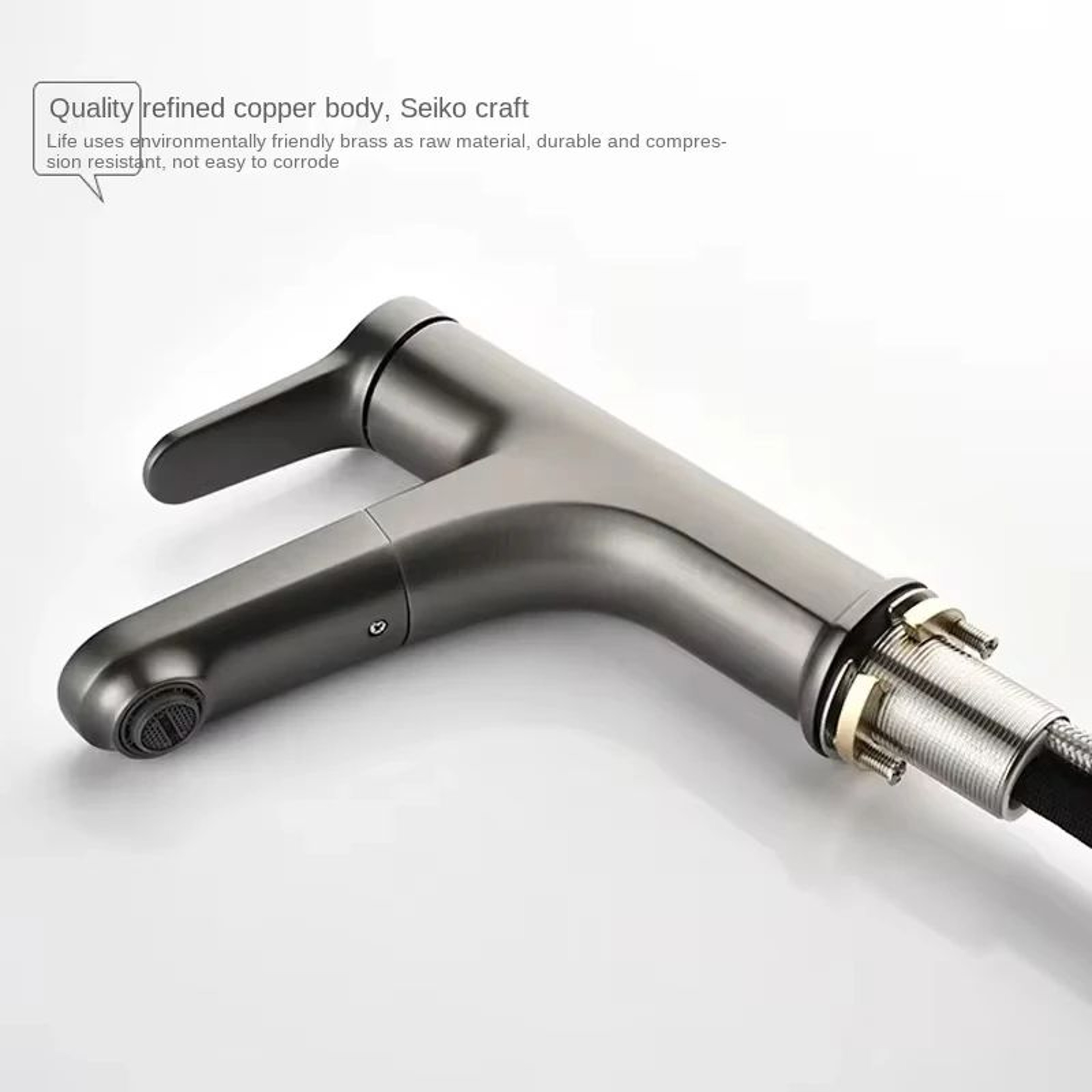 Brass Pullout Bathroom Sink Faucet  Single Handle Hot And Cold Water Faucet Mixer Tap 4