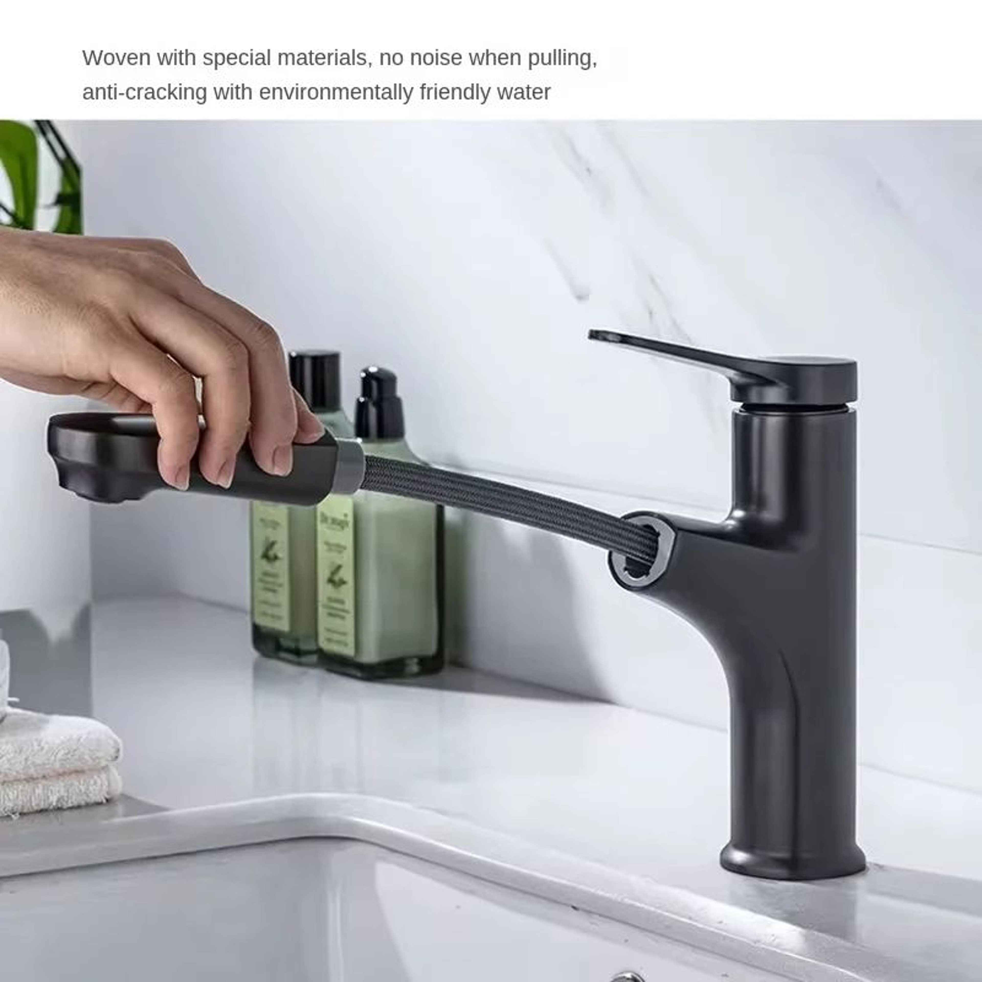 Brass Pullout Bathroom Sink Faucet  Single Handle Hot And Cold Water Faucet Mixer Tap 5