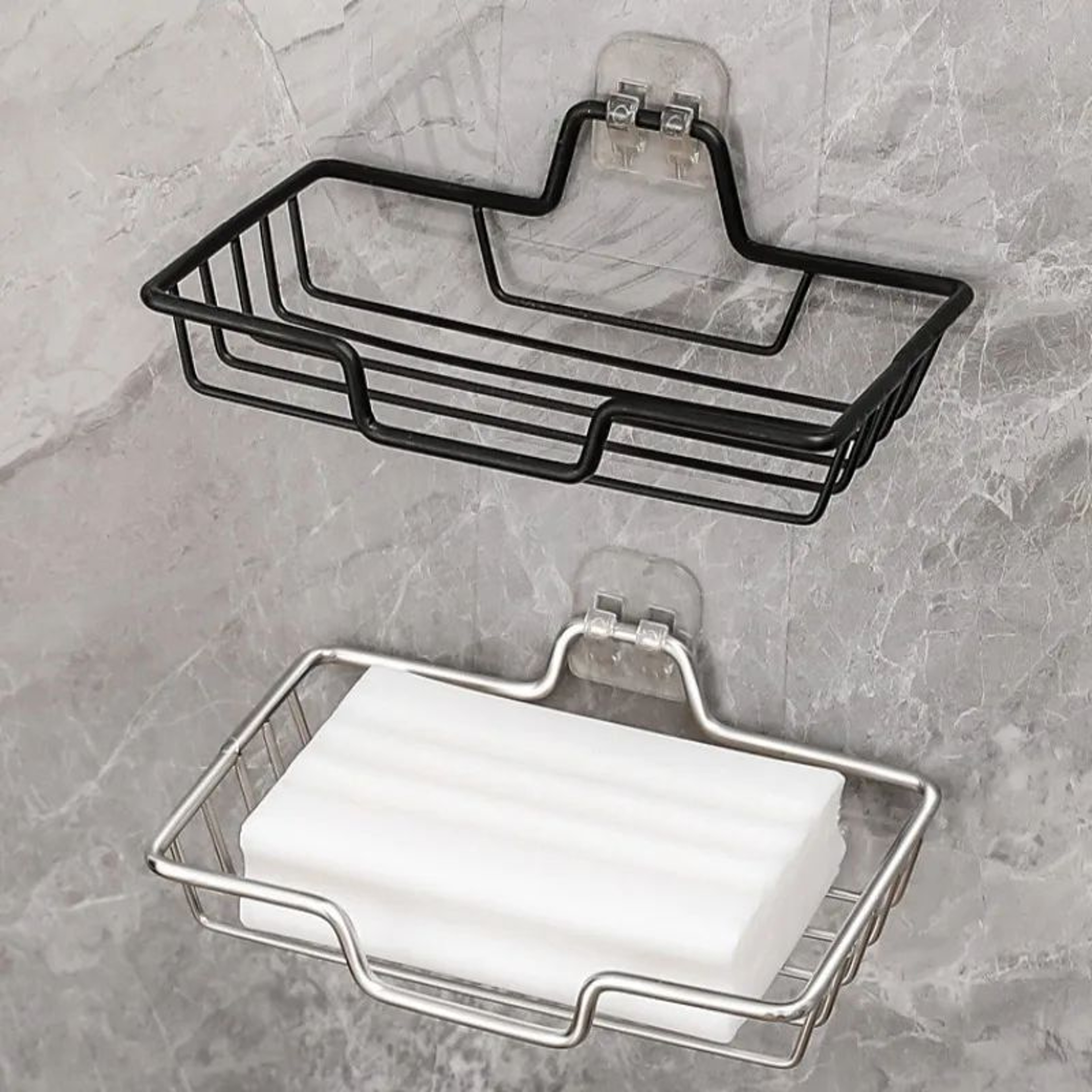 NoDrill Stainless Steel Wall Mounted Soap Holder For 2 Bars 1