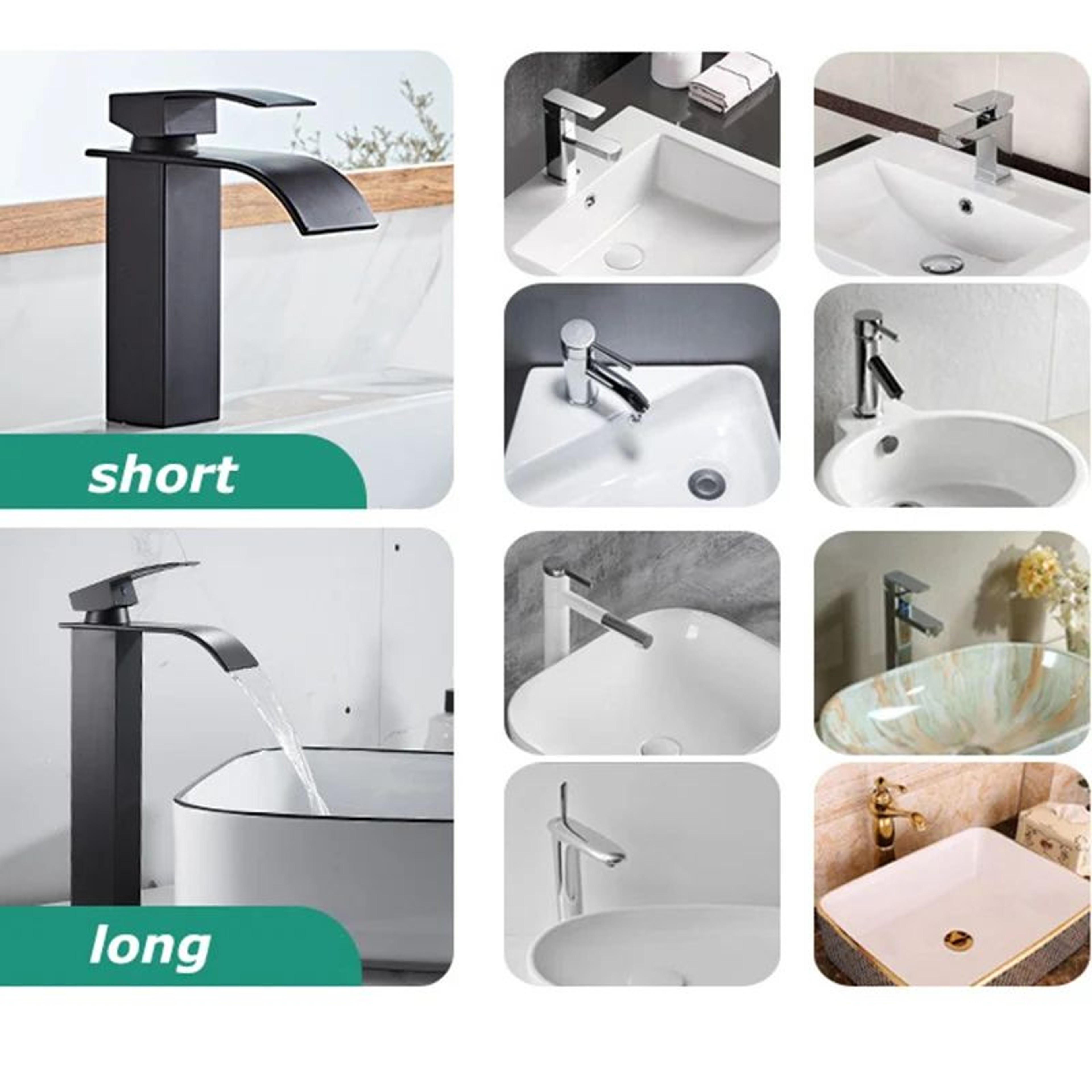 Matte Black Waterfall Bathroom Faucet Stainless Steel Hot  Cold SingleHandle Basin Mixer 5