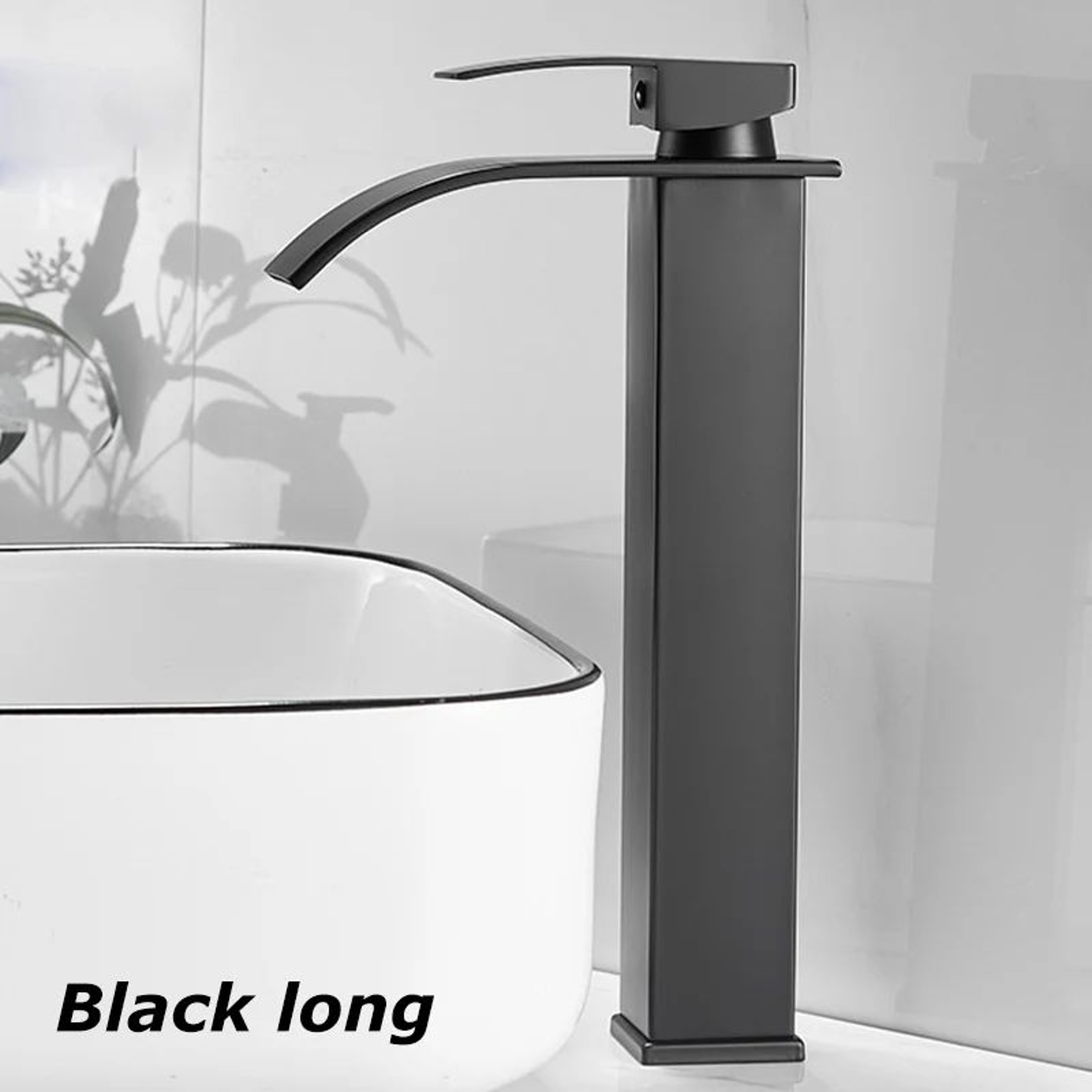 Matte Black Waterfall Bathroom Faucet Stainless Steel Hot  Cold SingleHandle Basin Mixer 8