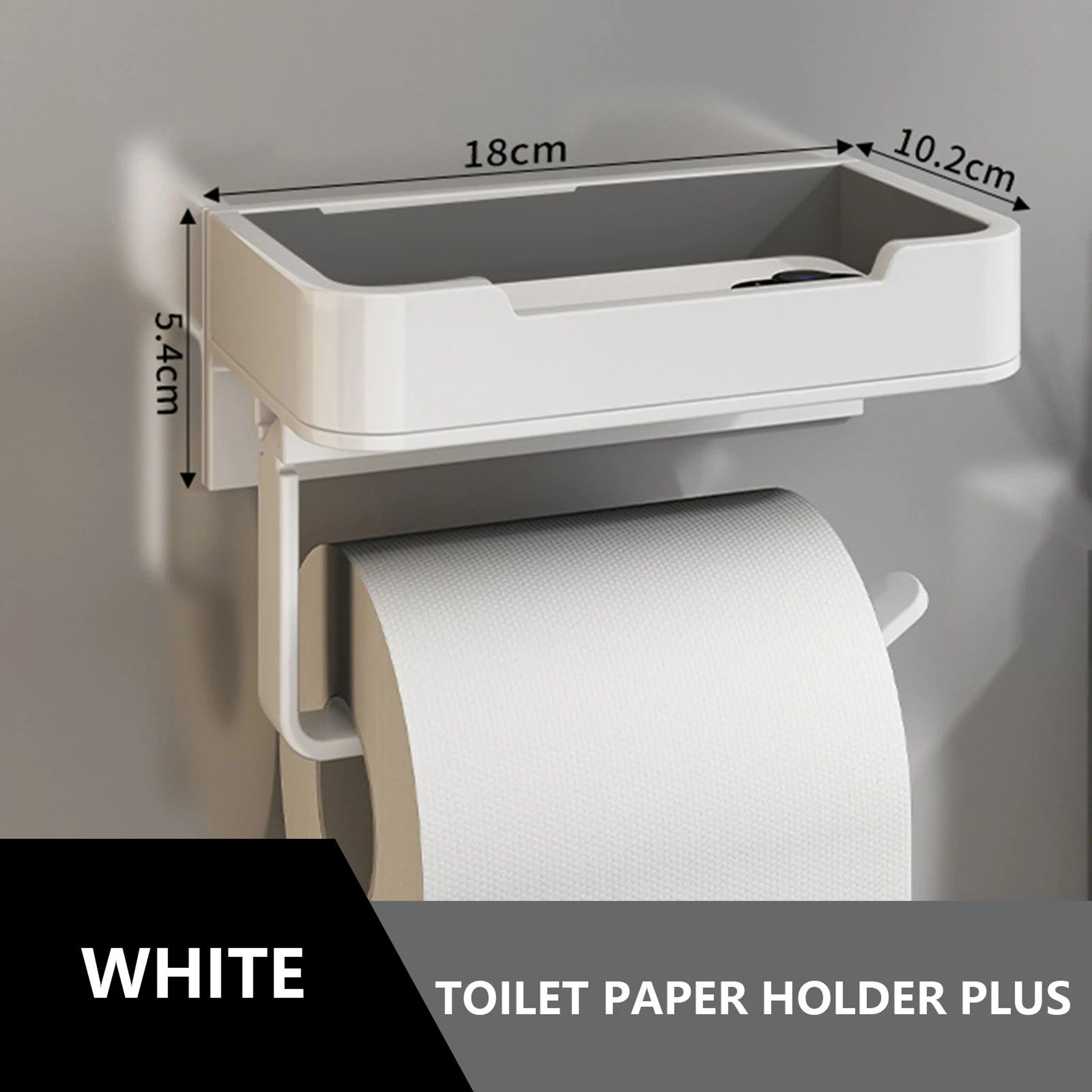 Matte Black Wall Mounted Toilet Paper Holder With Storage Shelf 10