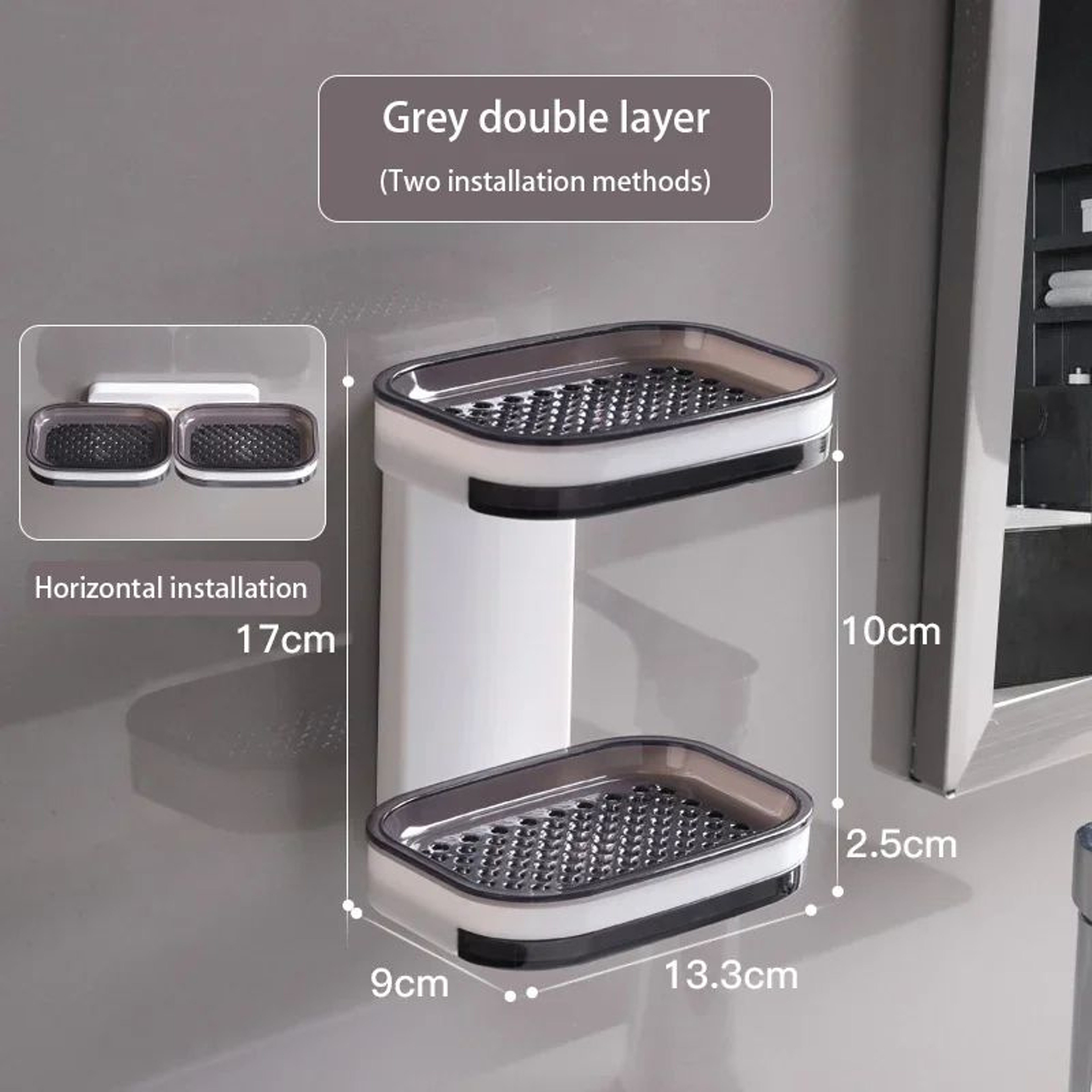 NoDrill Double Layer Bathroom Storage Rack With Drainage  Wall Mounted Soap Holder  Organizer 9
