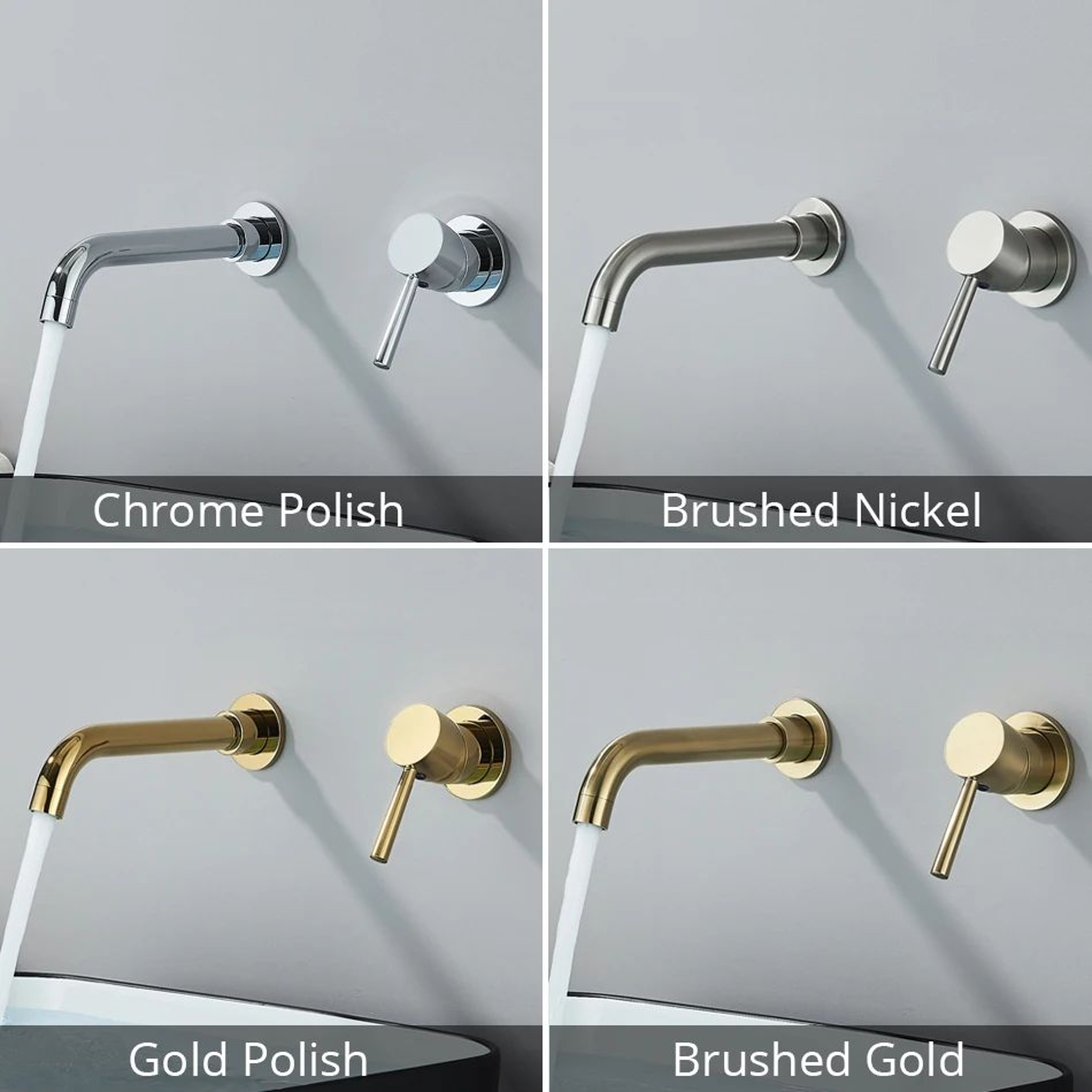 Brushed Gold Wall Mount Bathroom Faucet  Concealed Hot  Cold Basin Mixer Tap 3