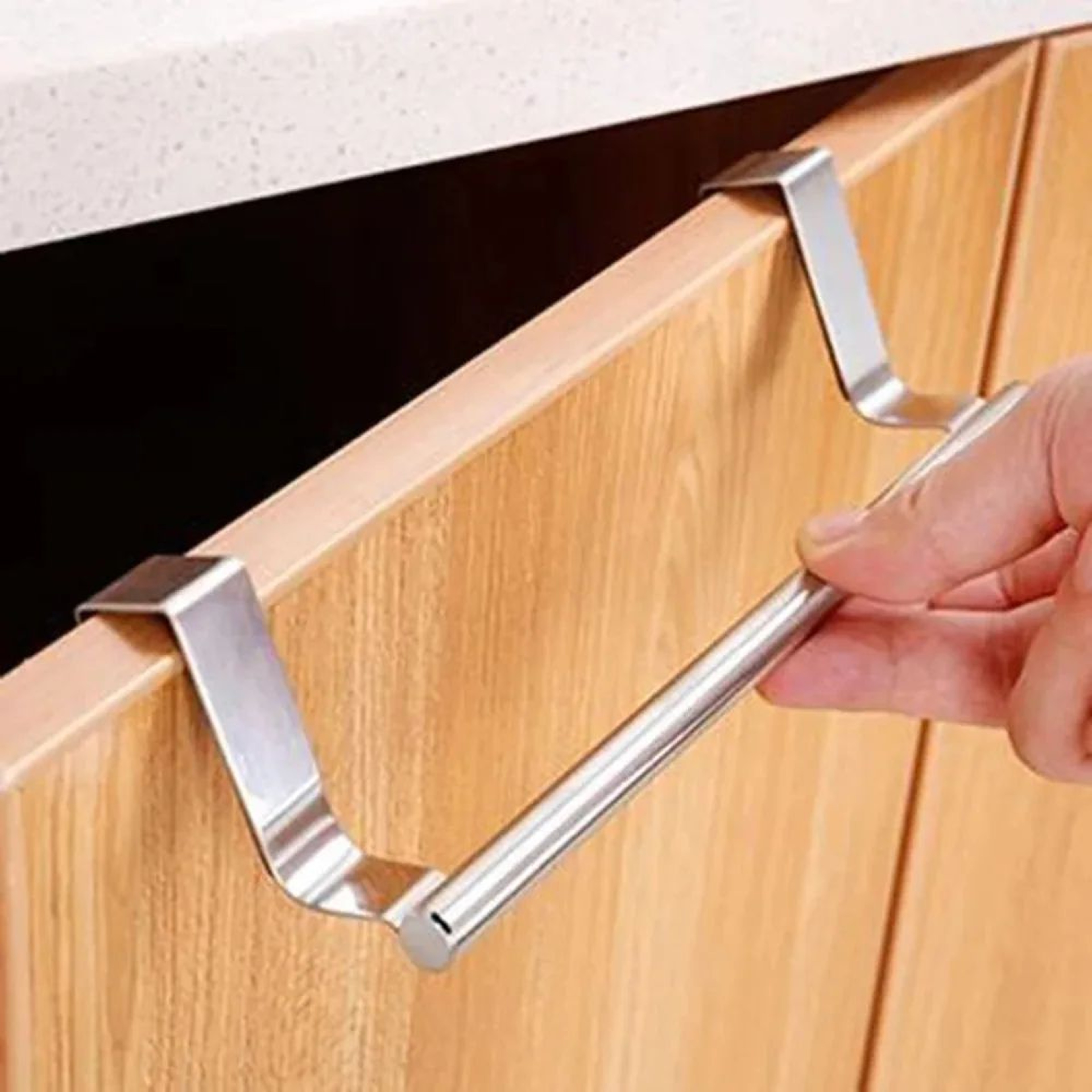 NoDrill Stainless Steel Towel Bar  Over The Door SpaceSaving Bathroom  Kitchen Rack 2