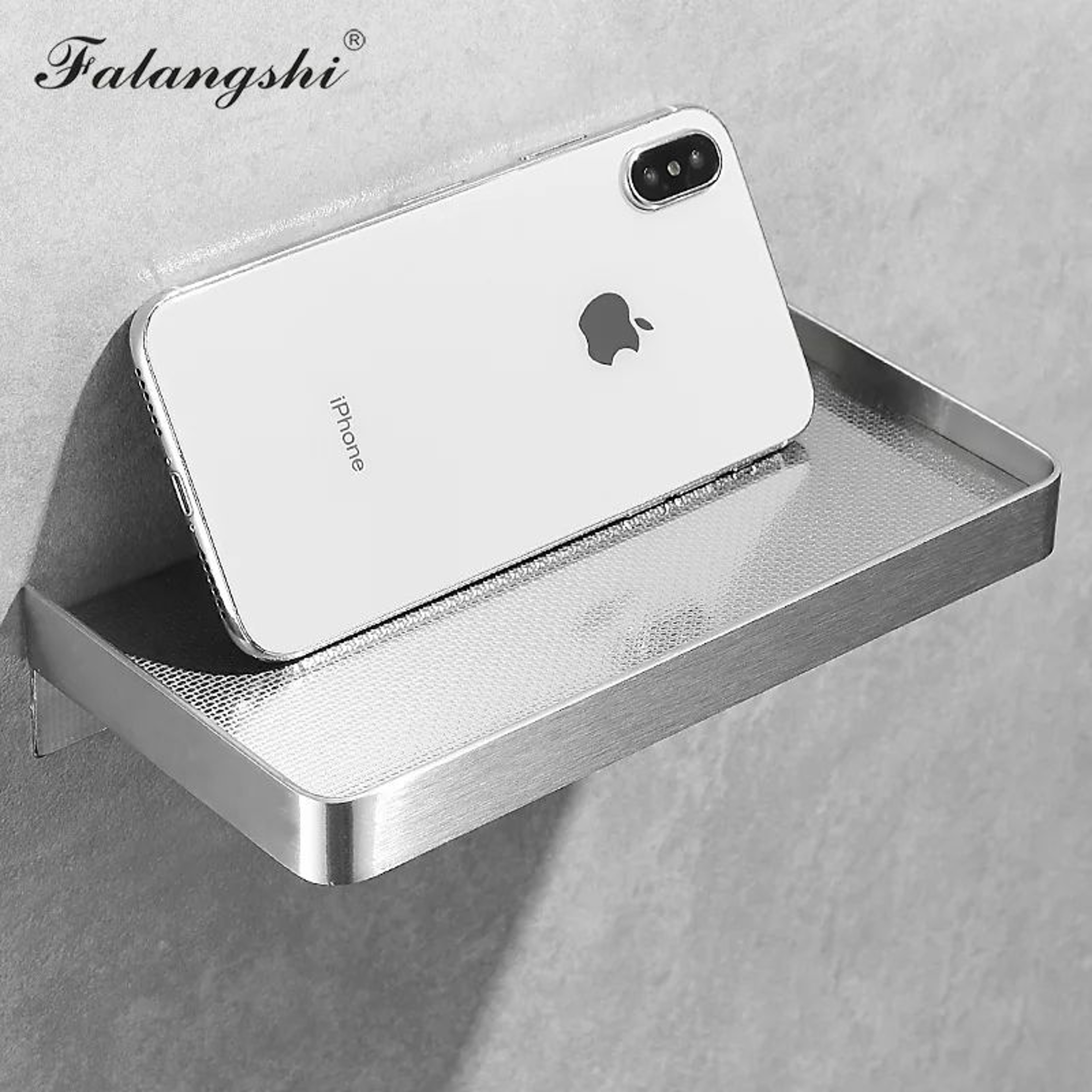 Falangshi Stainless Steel Shower Shelf With Phone Holder  Wall Mounted Bathroom Storage Rack 1