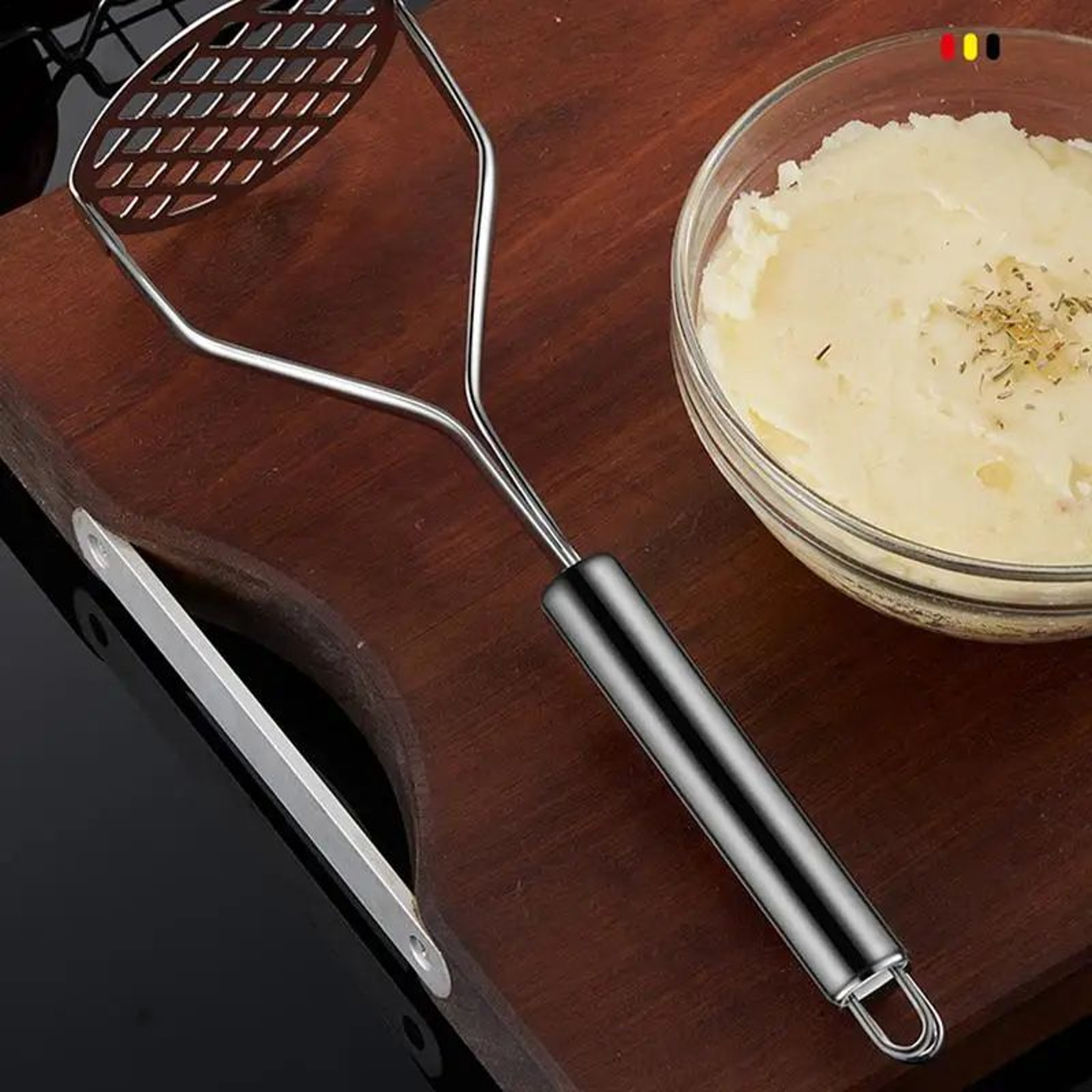 Stainless Steel Potato Masher  Hand Potato Press For Avocado And Ground Beef 4