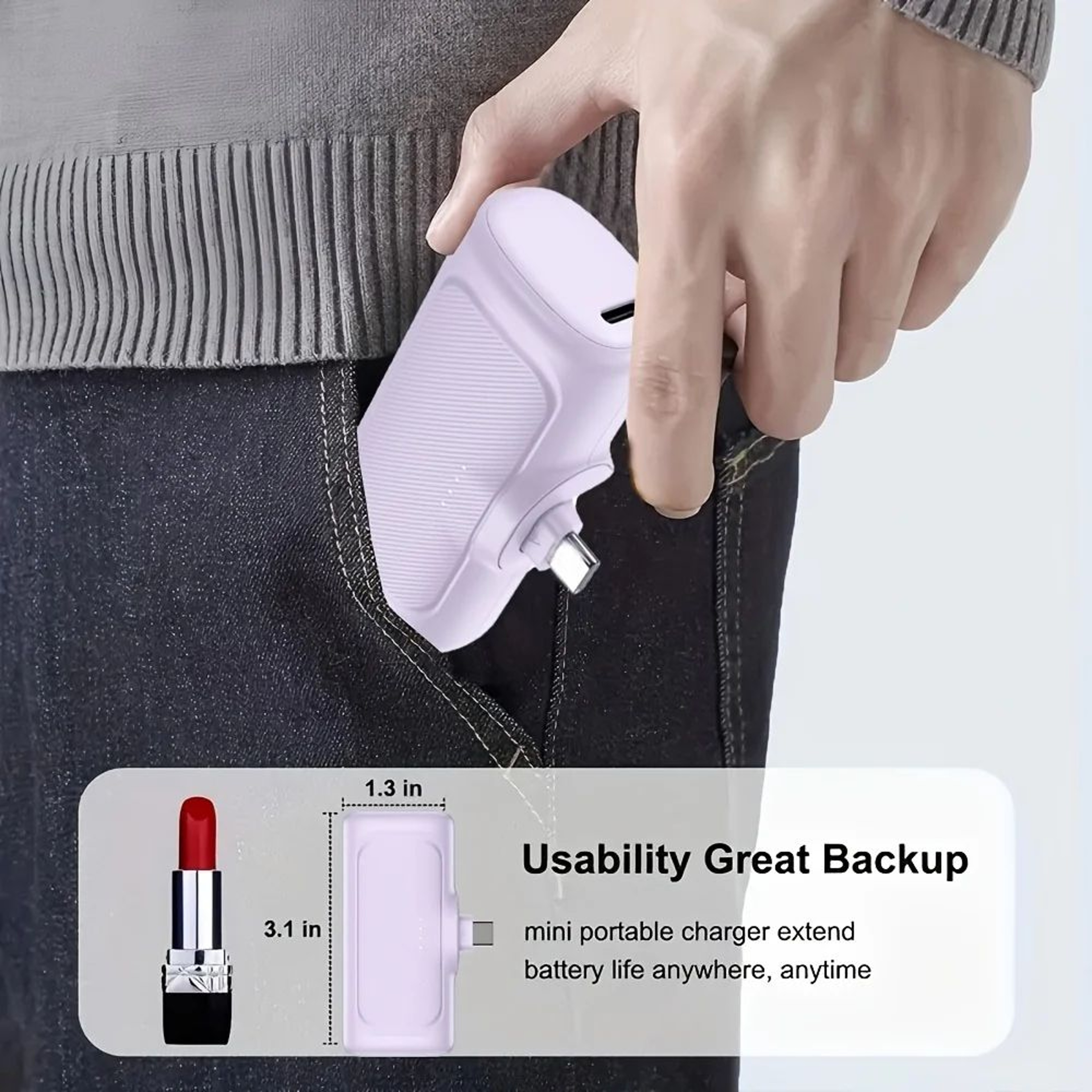 Pocket 225W Mini Portable Charger 5000mAh USBC Power Bank With Dual Power Mode 3