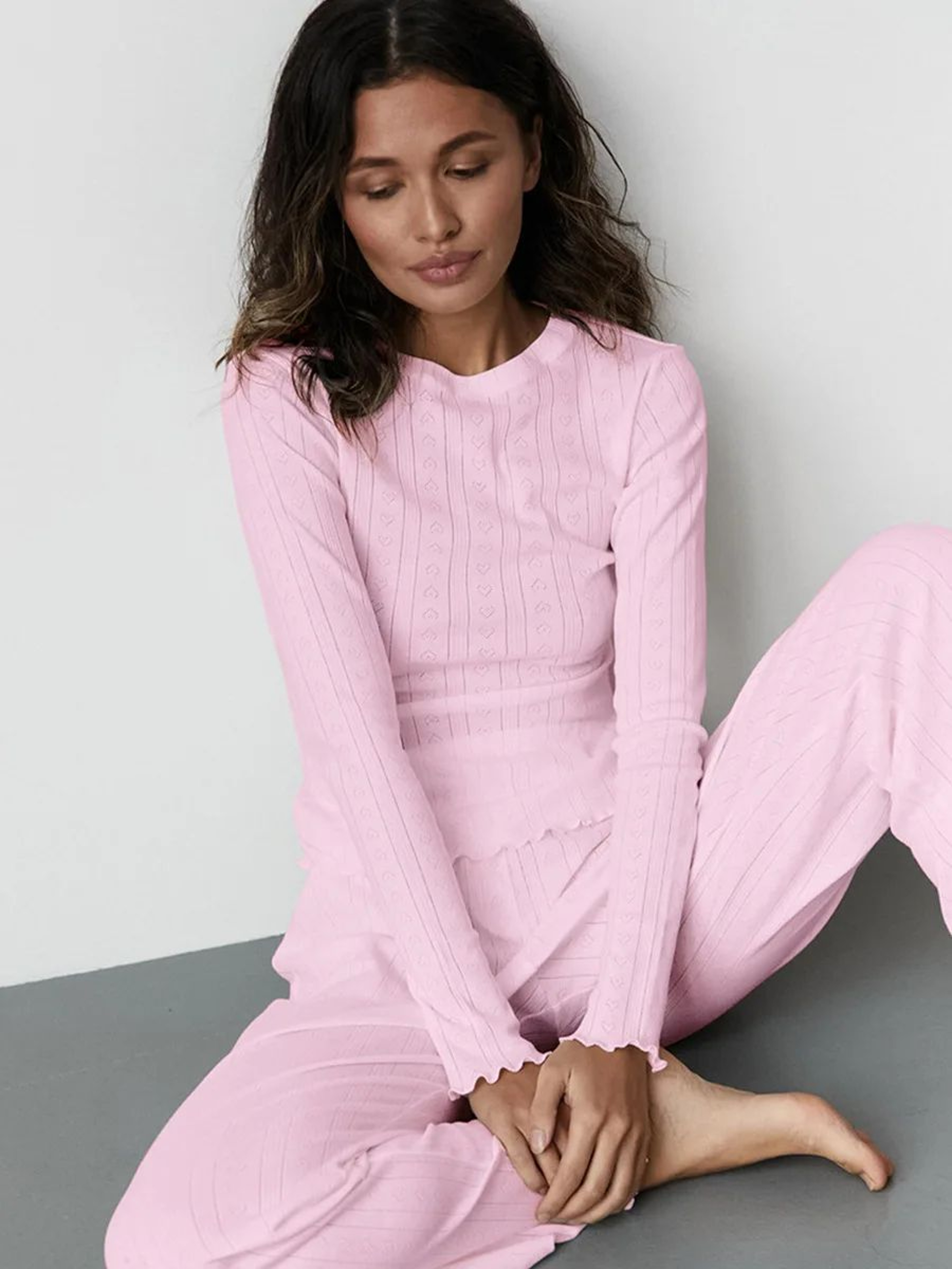 LoveKnit Jacquard Womens Pajama Set  Soft Knit Cardigan  Pants Loungewear 5