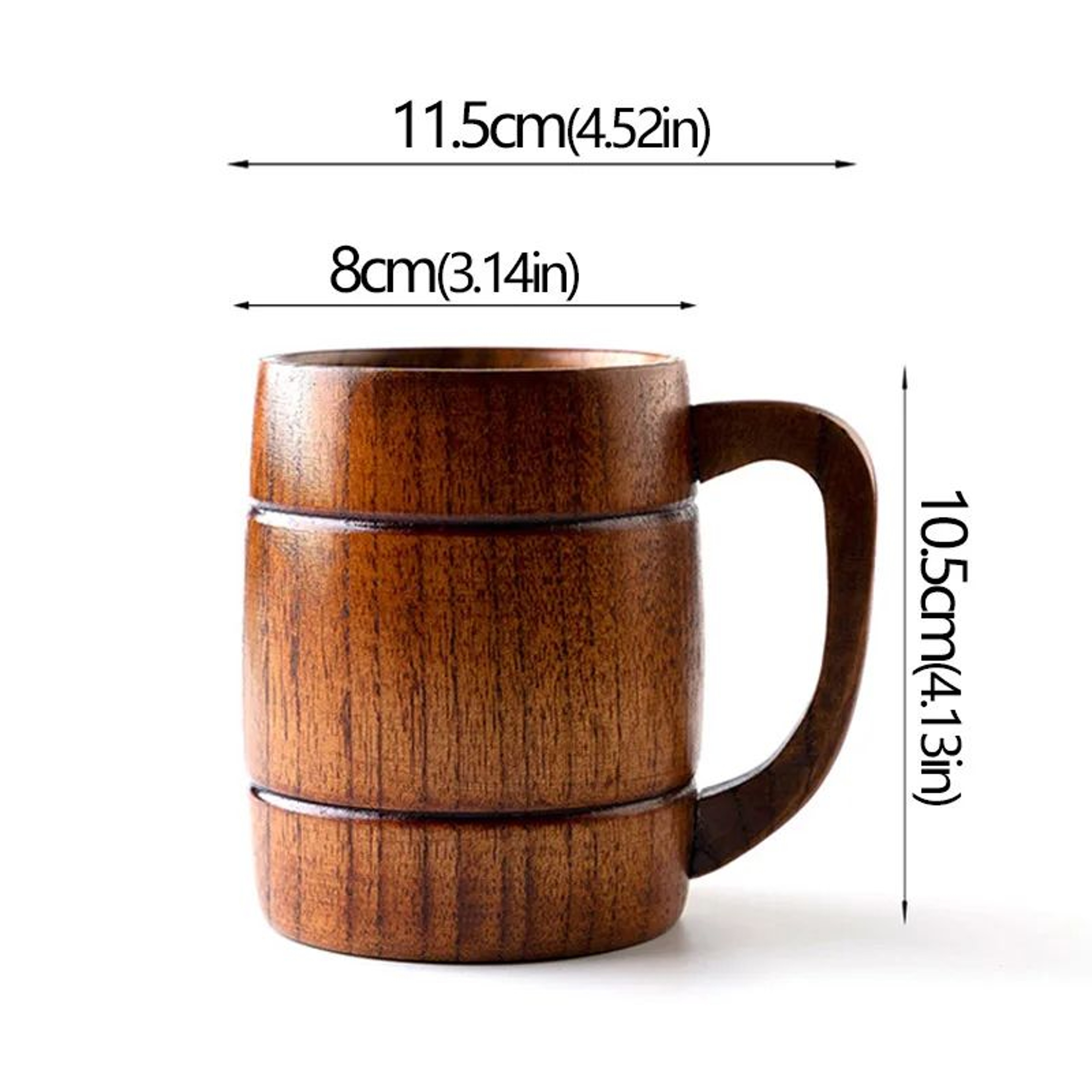 Handcrafted Jujube Wood Mug  Natural Wooden Coffee Cup With Ergonomic Handle 6