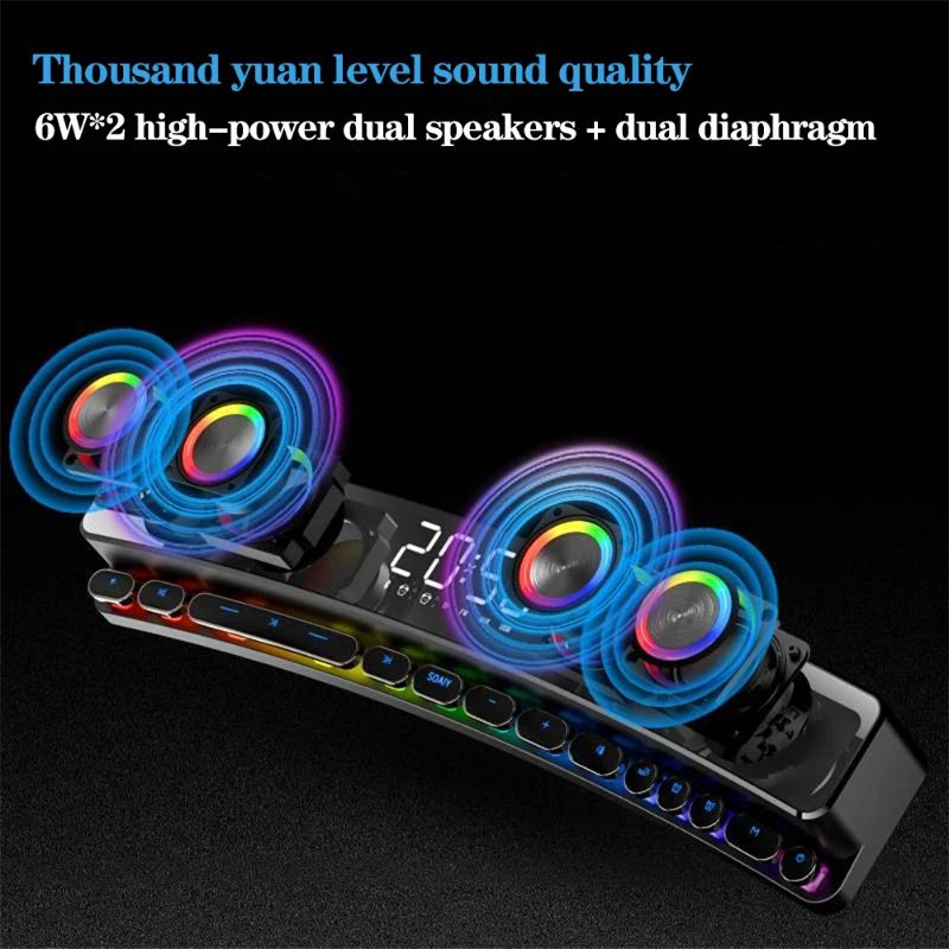 Premium Bluetooth Sound Bar With RGB Stereo Speaker  Deep Subwoofer Sound System 3