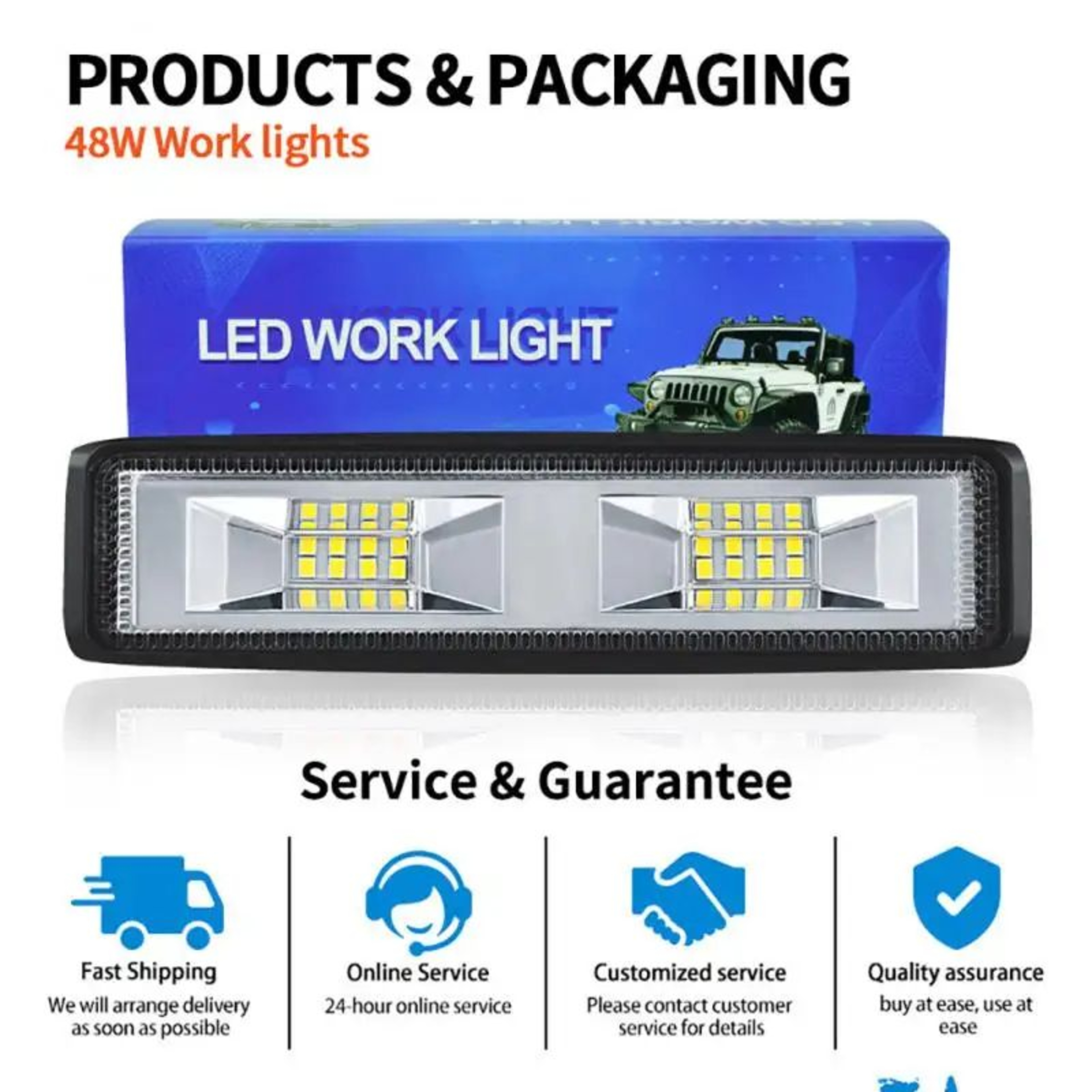 TrailBlaze 48W LED Light Bar  Waterproof OffRoad Work Light For Trucks SUVs  ATVs 1