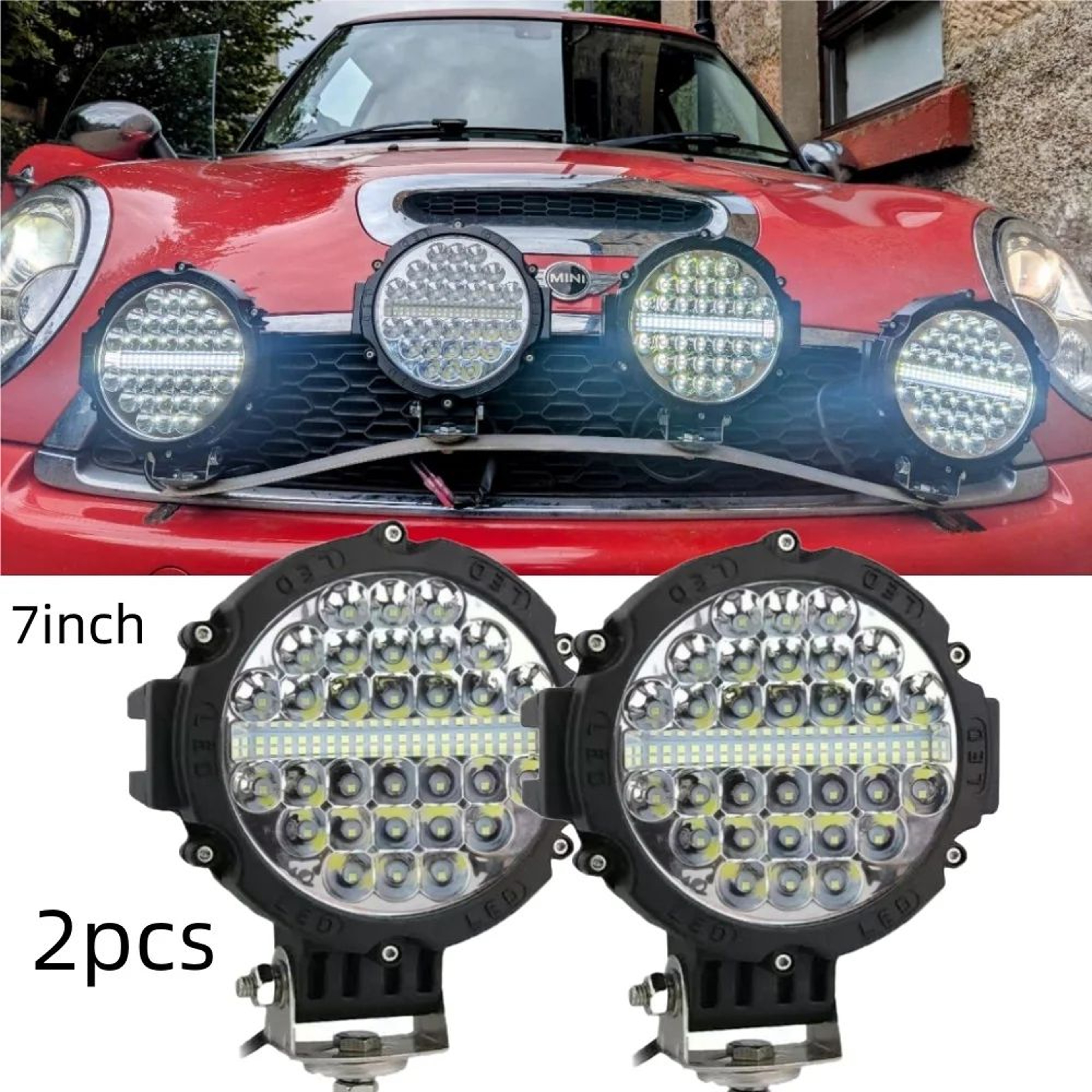 7Inch LED OffRoad Driving Lights  Waterproof Round Work Light Pods For Trucks Jeeps  ATVs 9