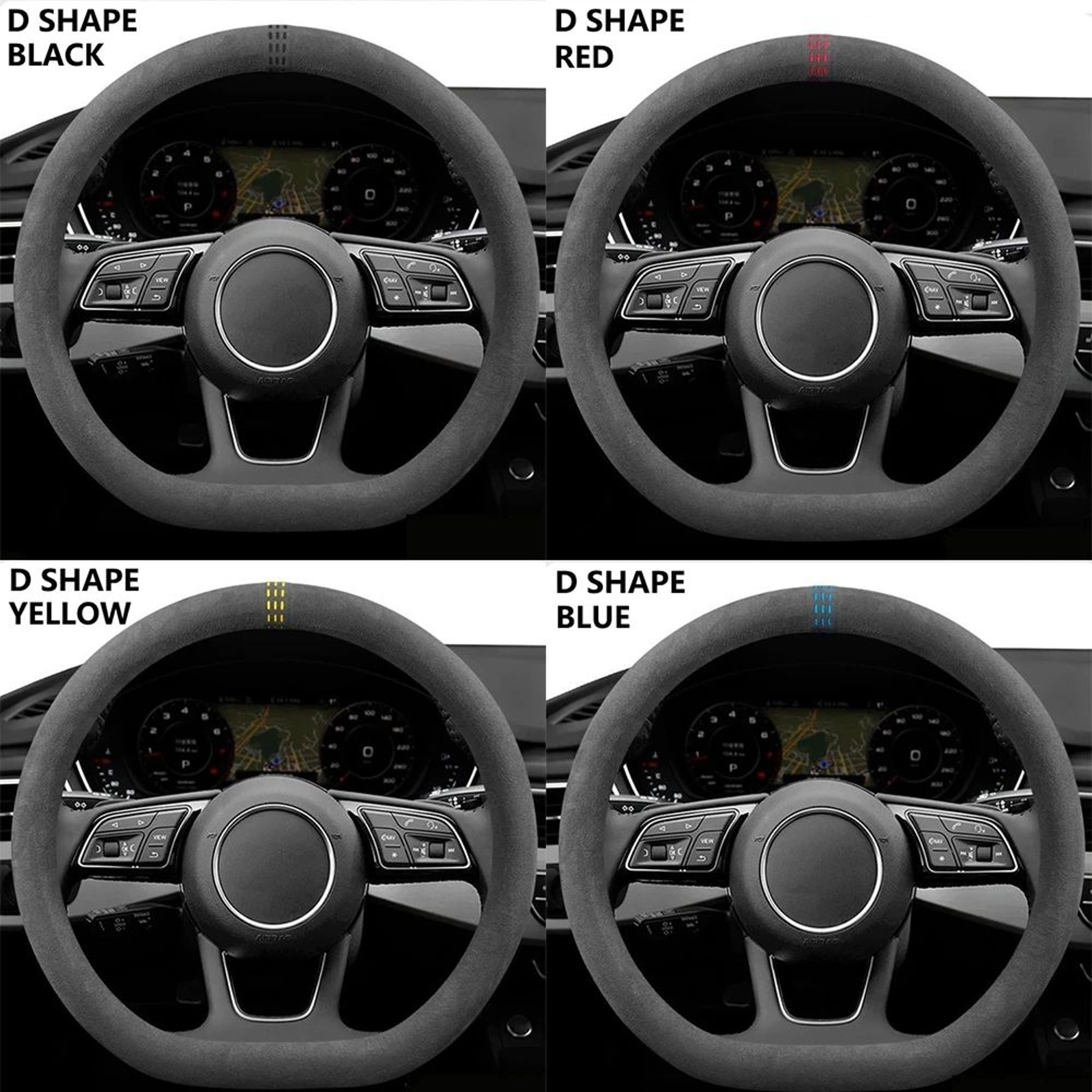 LuxeGrip Cowhide Suede Steering Wheel Cover  Universal 3738cm AntiSlip Wrap 5