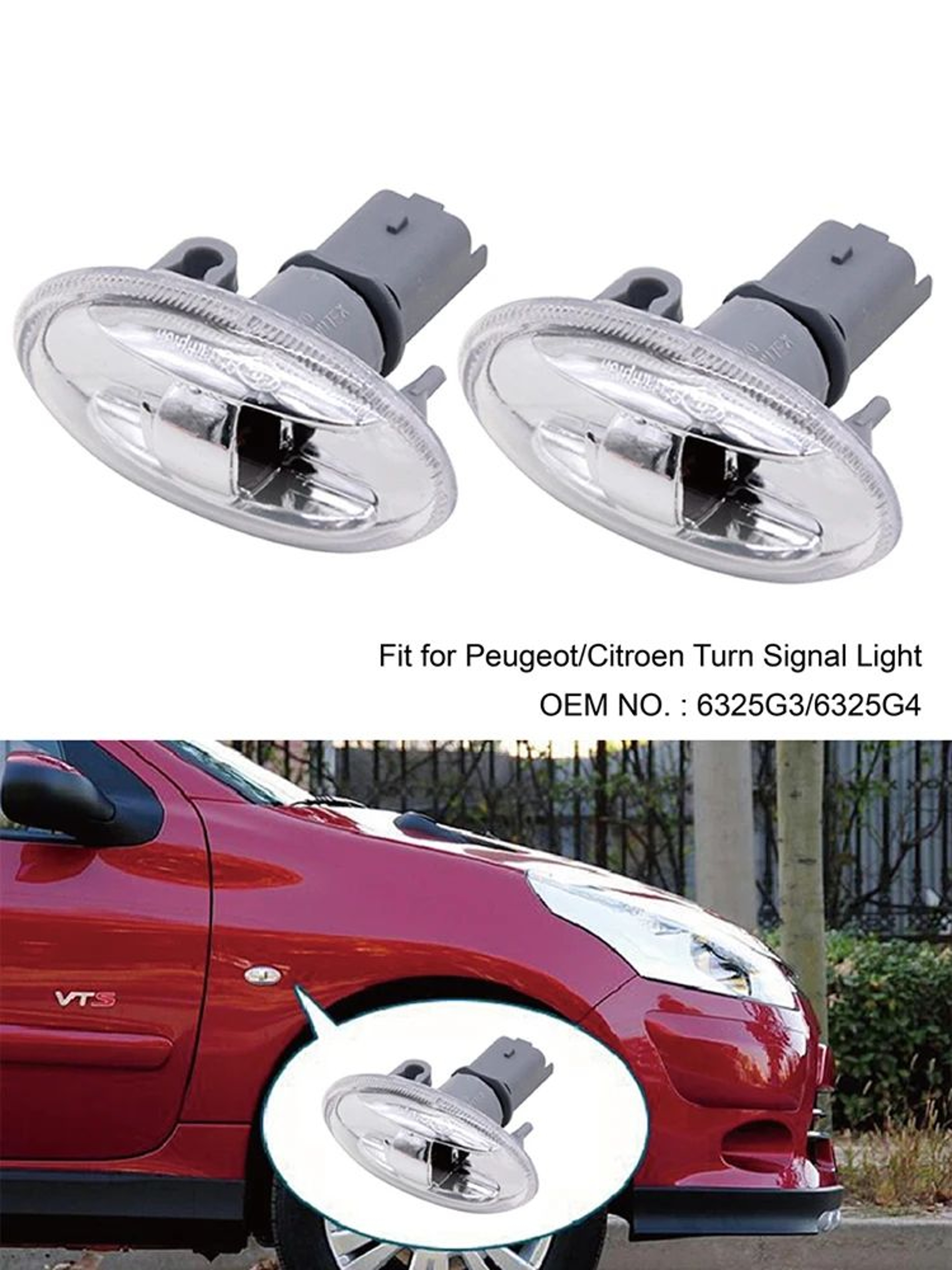 Peugeot LED Side Marker Turn Signal Lights 6325G3 6325G4 Replacement For 107 108 206 1007 407 Partn 3