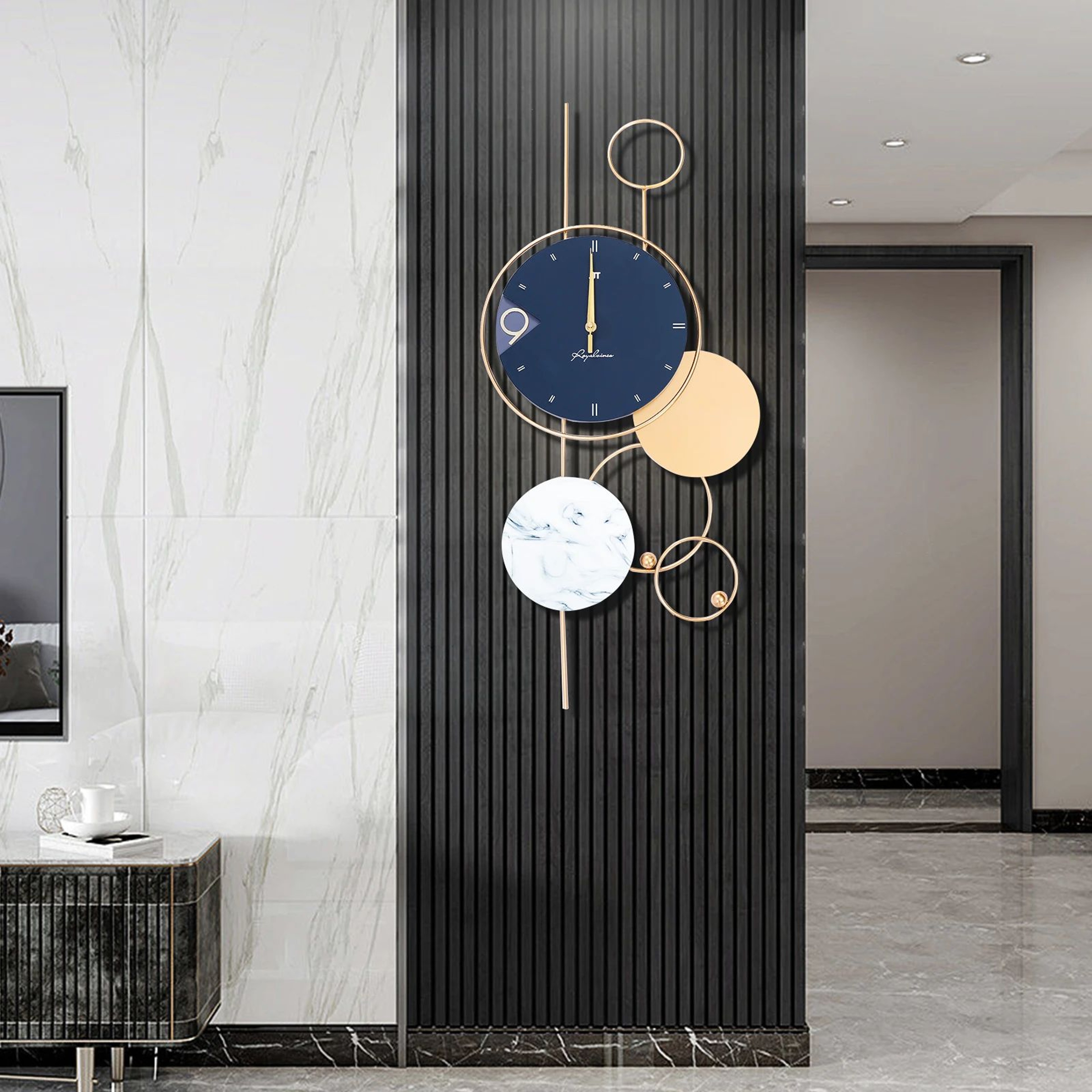 Luxury Gold Metal Large Wall Clock  Silent Modern Decorative Wall Clock For Living Room 0