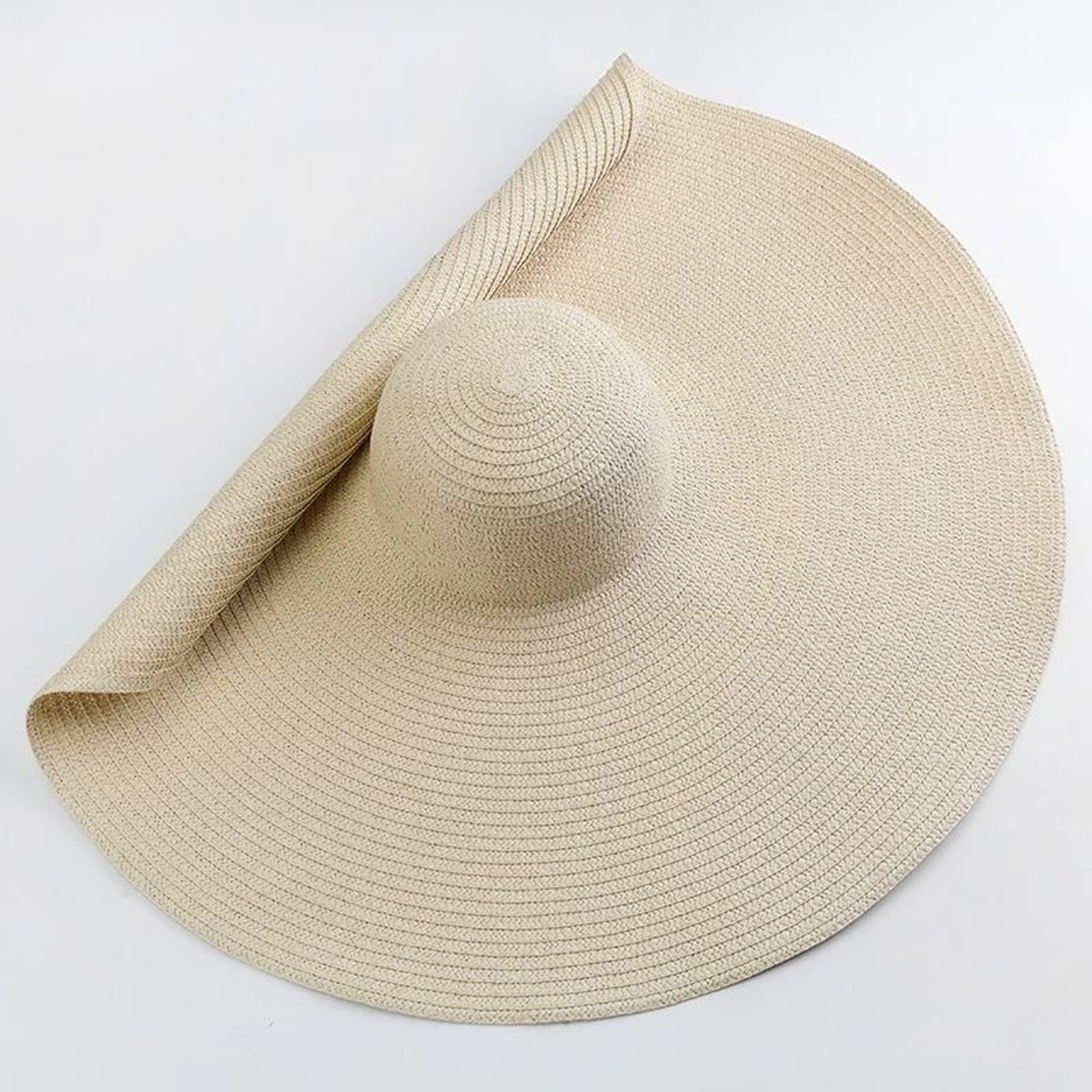 Oversized 70cm Wide Brim Beach Sun Hat  Foldable UV Protection Straw Hat For Women 9