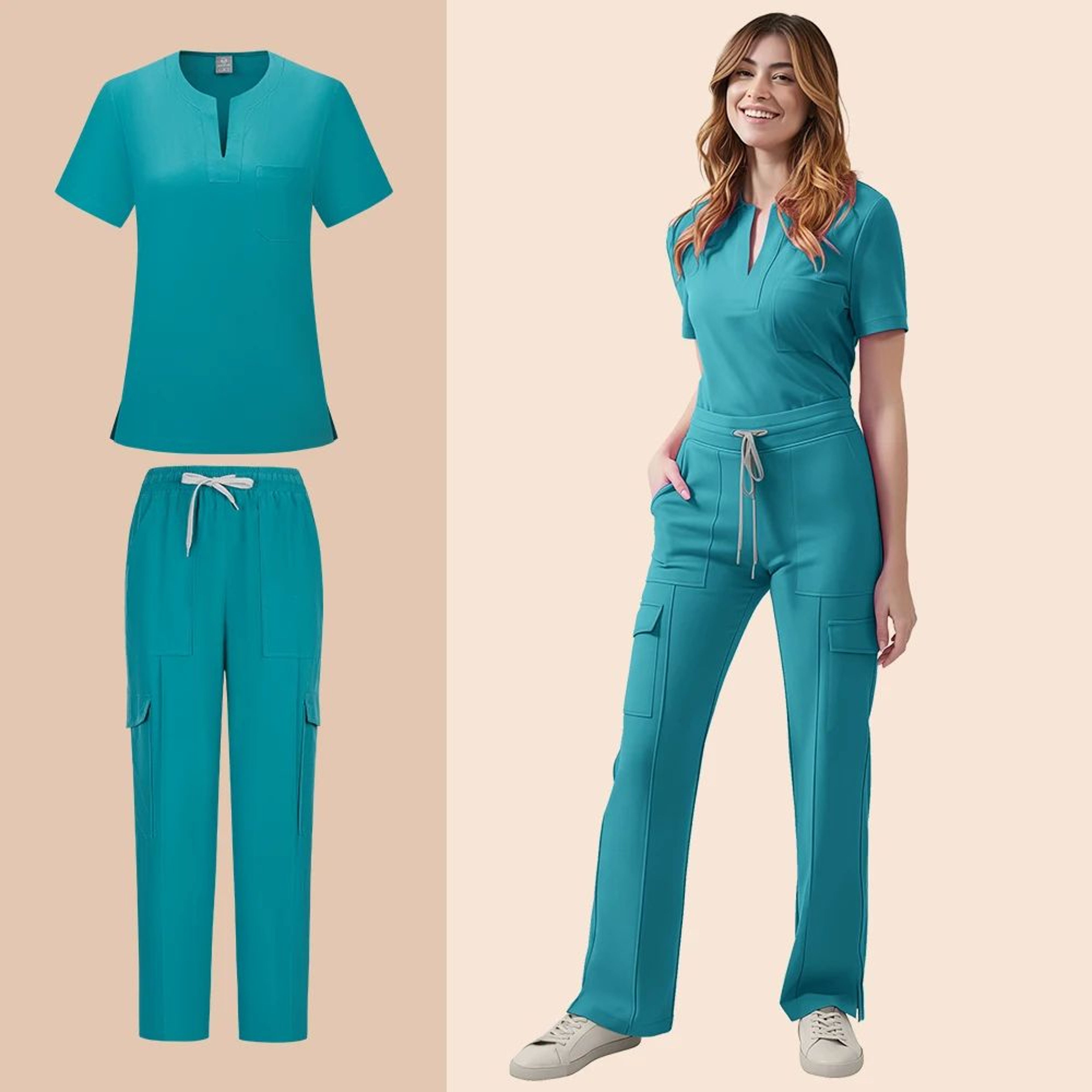 ComfortFlex Women Nurse Scrub Set  2Piece Medical Uniform With Pocket Top  Work Pants 10