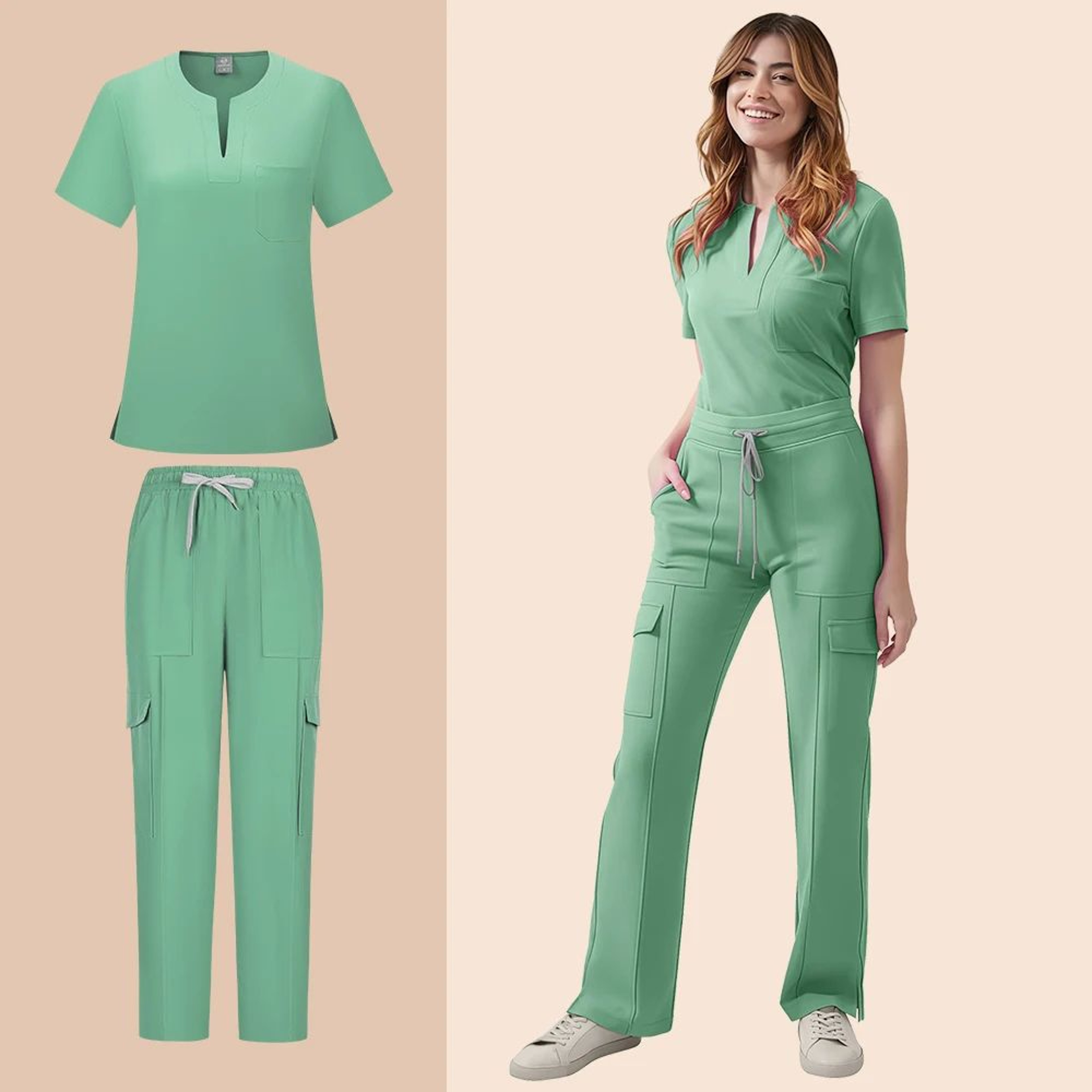 ComfortFlex Women Nurse Scrub Set  2Piece Medical Uniform With Pocket Top  Work Pants 12