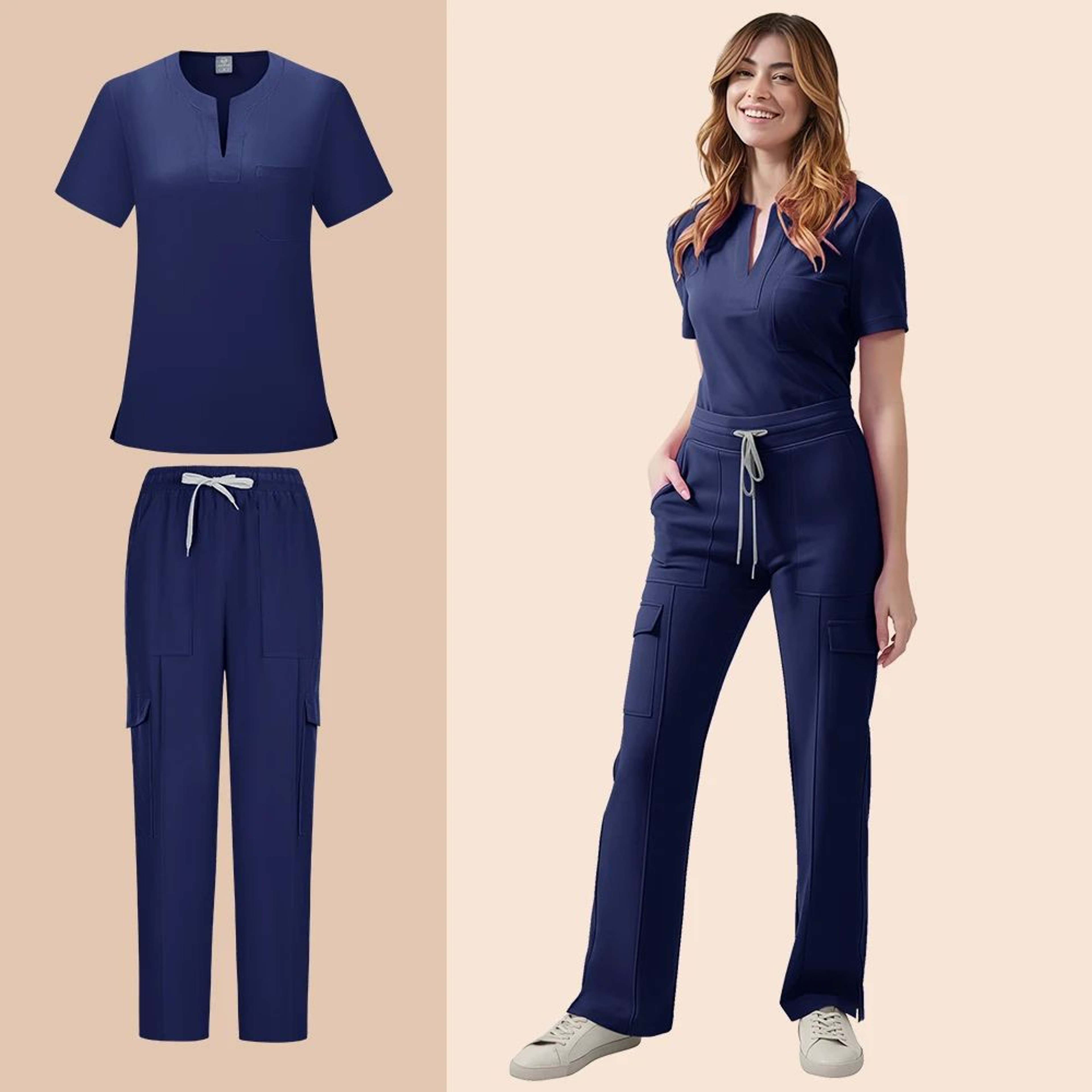 ComfortFlex Women Nurse Scrub Set  2Piece Medical Uniform With Pocket Top  Work Pants 6