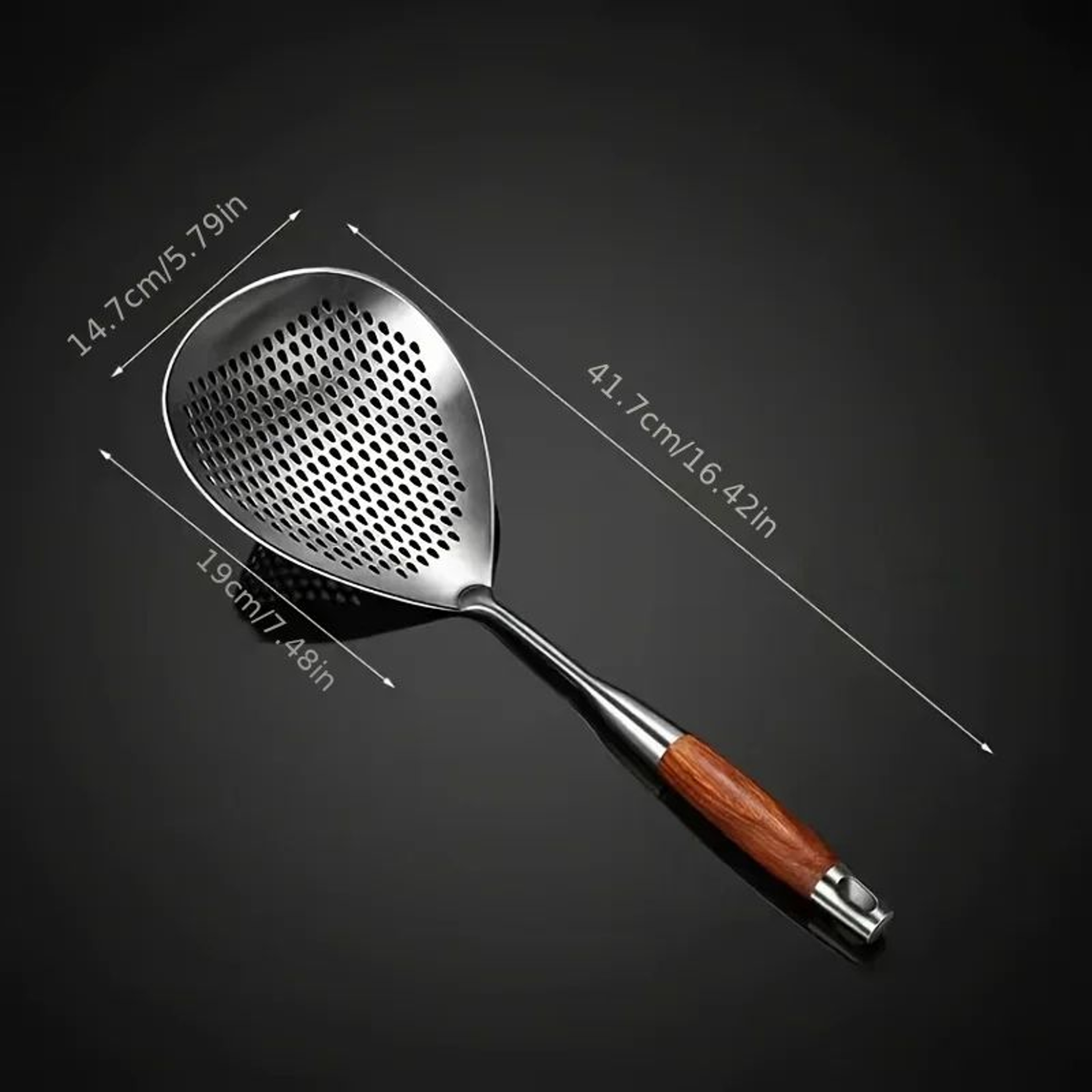 Stainless Steel Kitchen Strainer Spoon With Wood Handle  MultiUse Cooking Sieve  Scoop 5