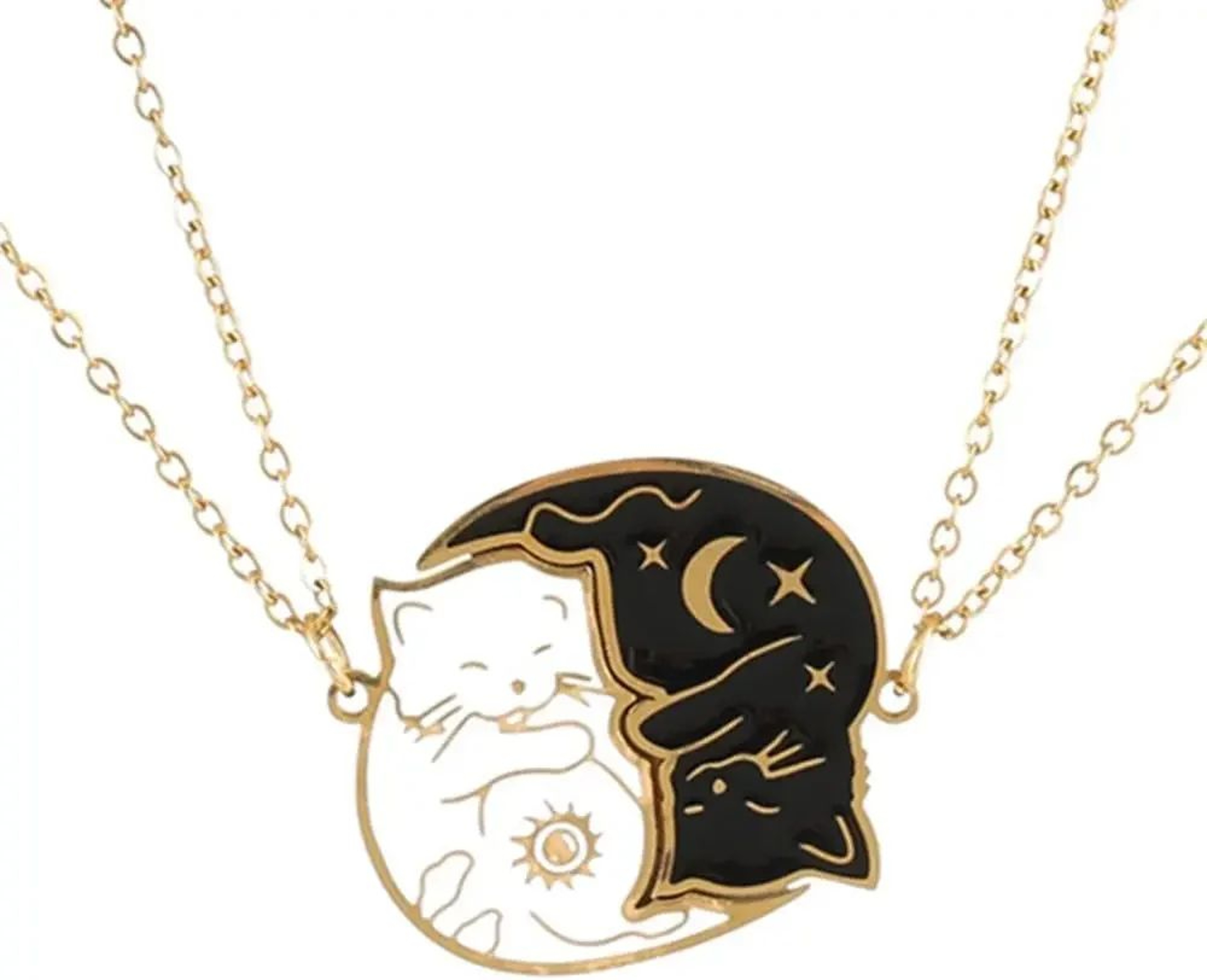 Embrace Love Cat Couple Necklace Set  Stainless Steel Matching Cat Pendant For Best Friends  Couple 6