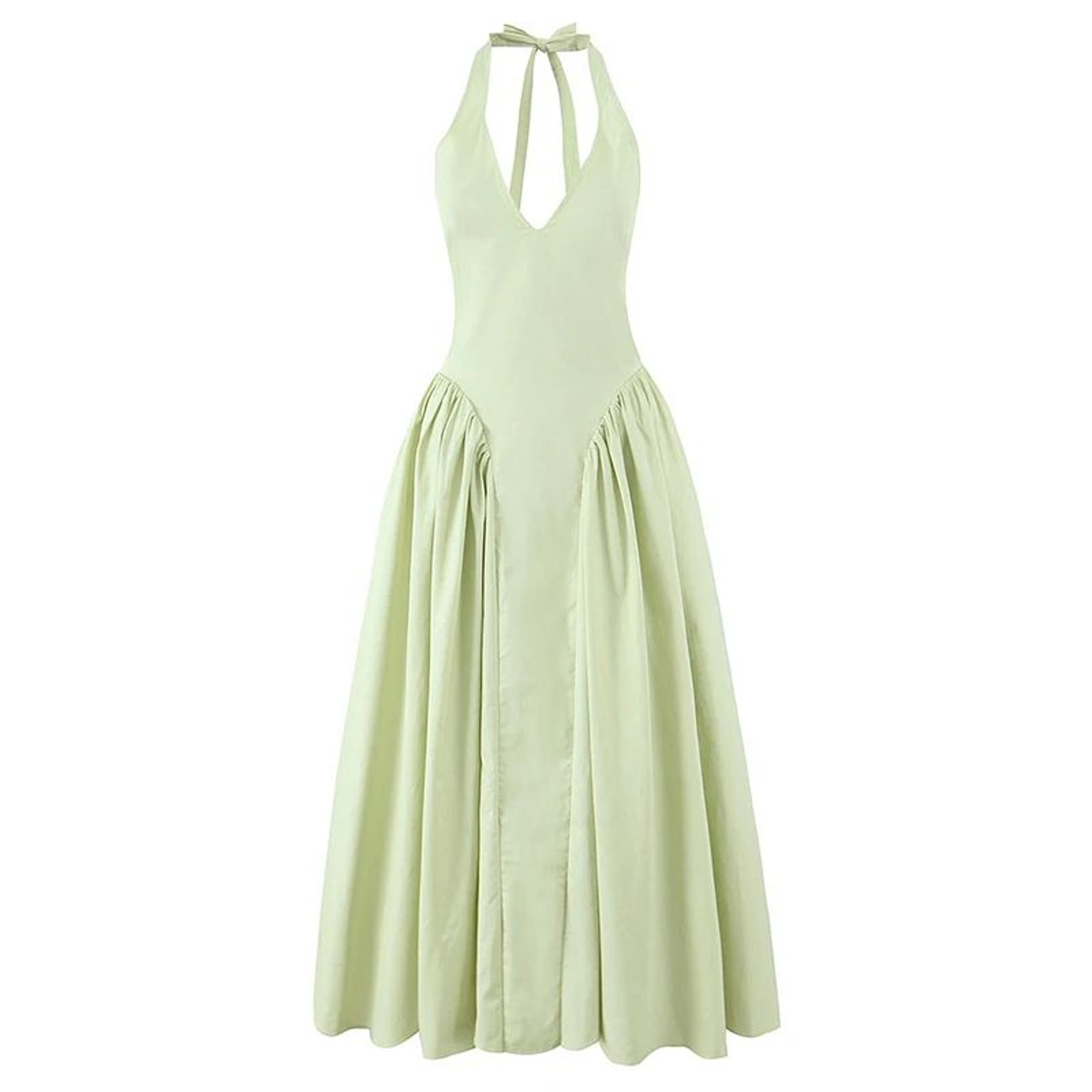 Elegant Backless Halter ALine Midi Dress  Summer Backless Halter Dress For Women 1