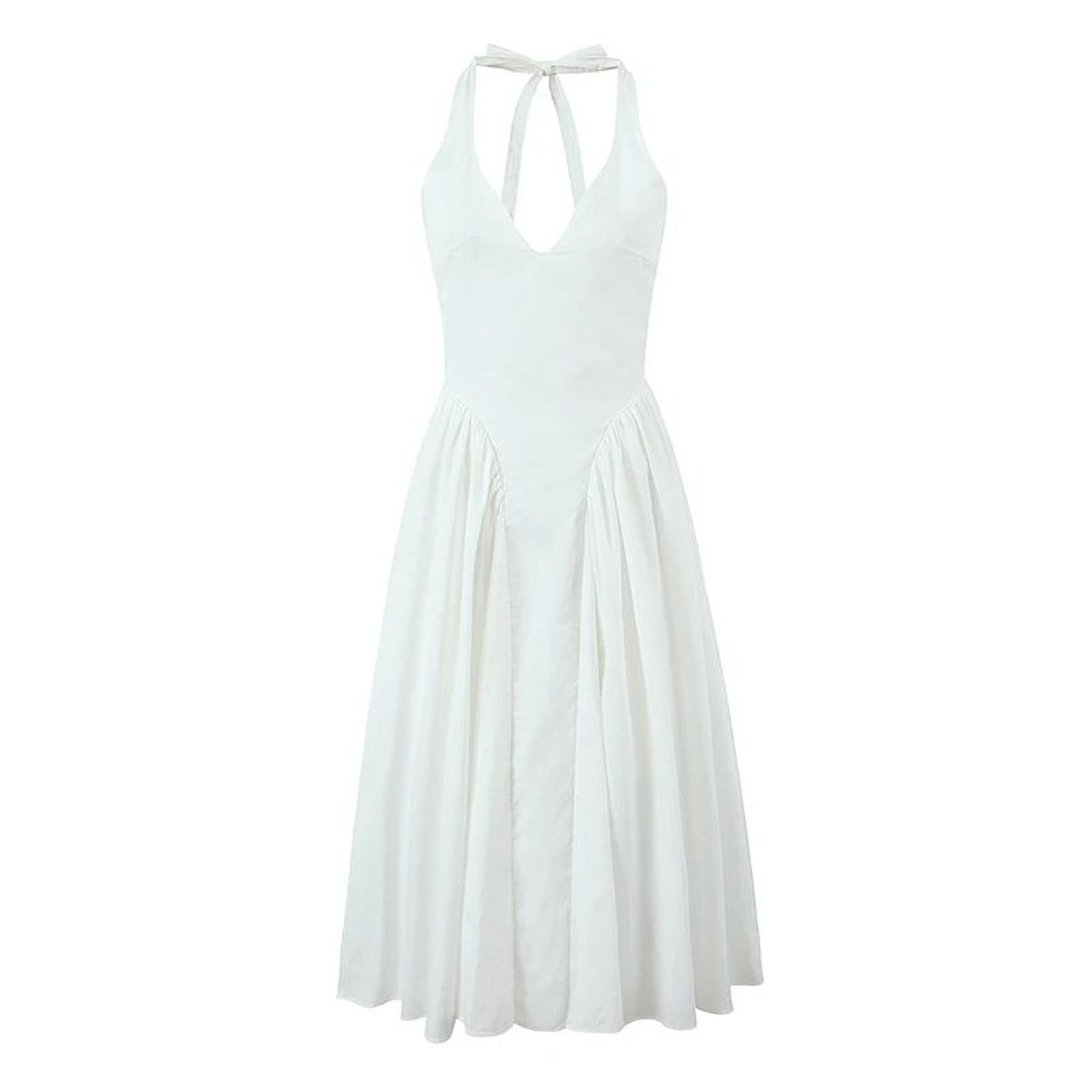 Elegant Backless Halter ALine Midi Dress  Summer Backless Halter Dress For Women 2