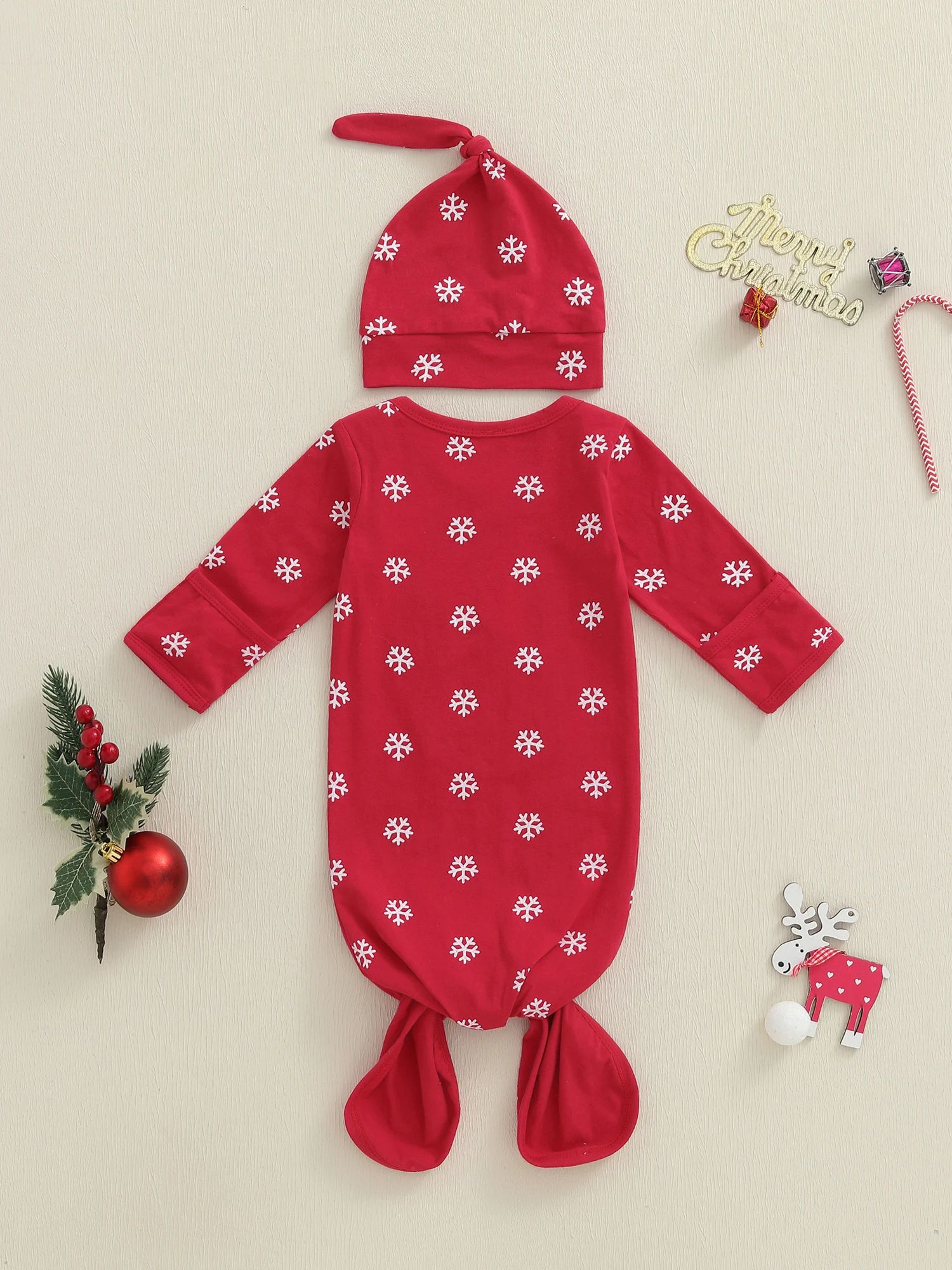 Cozy Reindeer Infant Christmas Pajamas Set With Hat  Soft Baby Winter Pajama Set 0