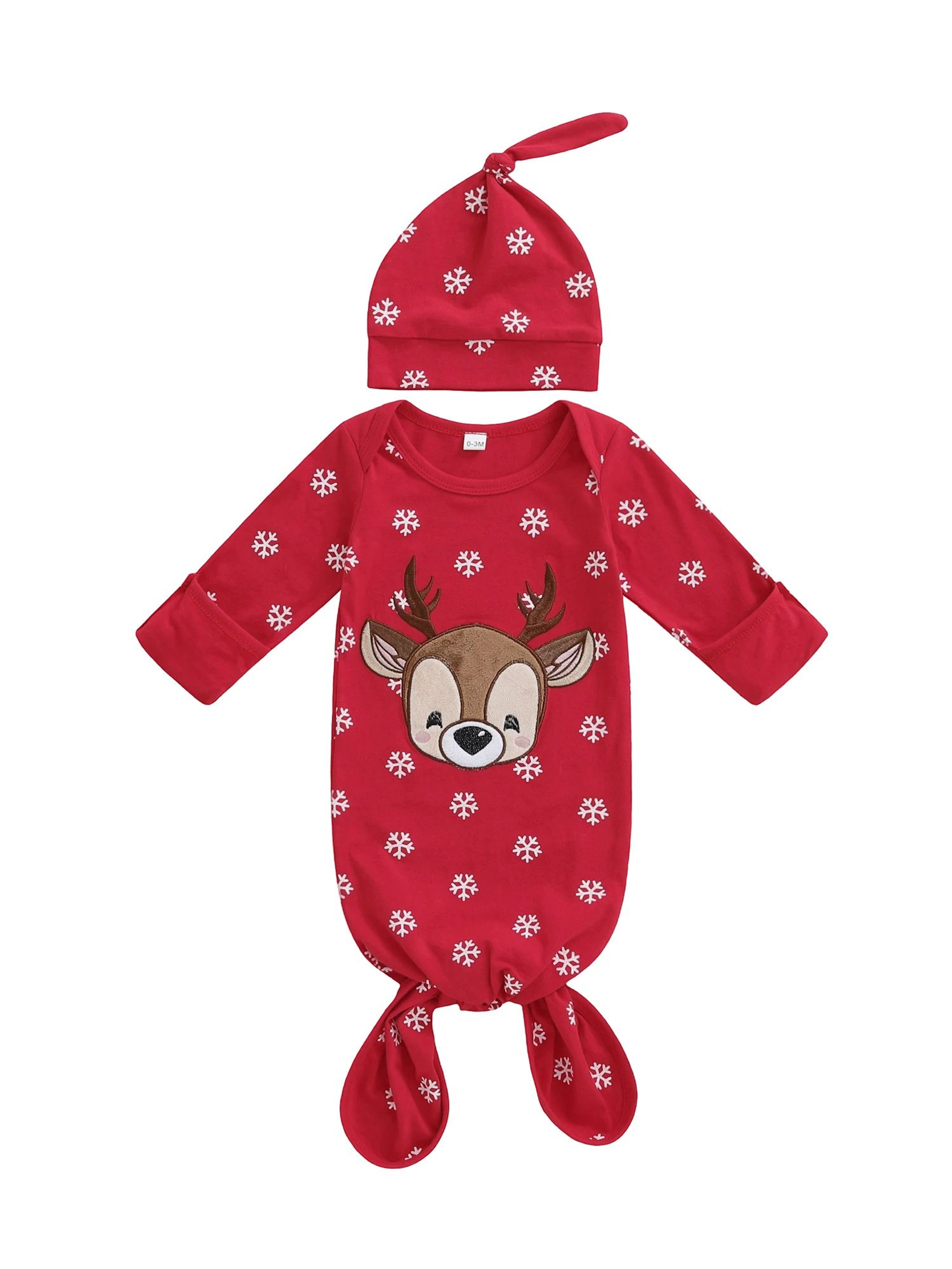 Cozy Reindeer Infant Christmas Pajamas Set With Hat  Soft Baby Winter Pajama Set 1