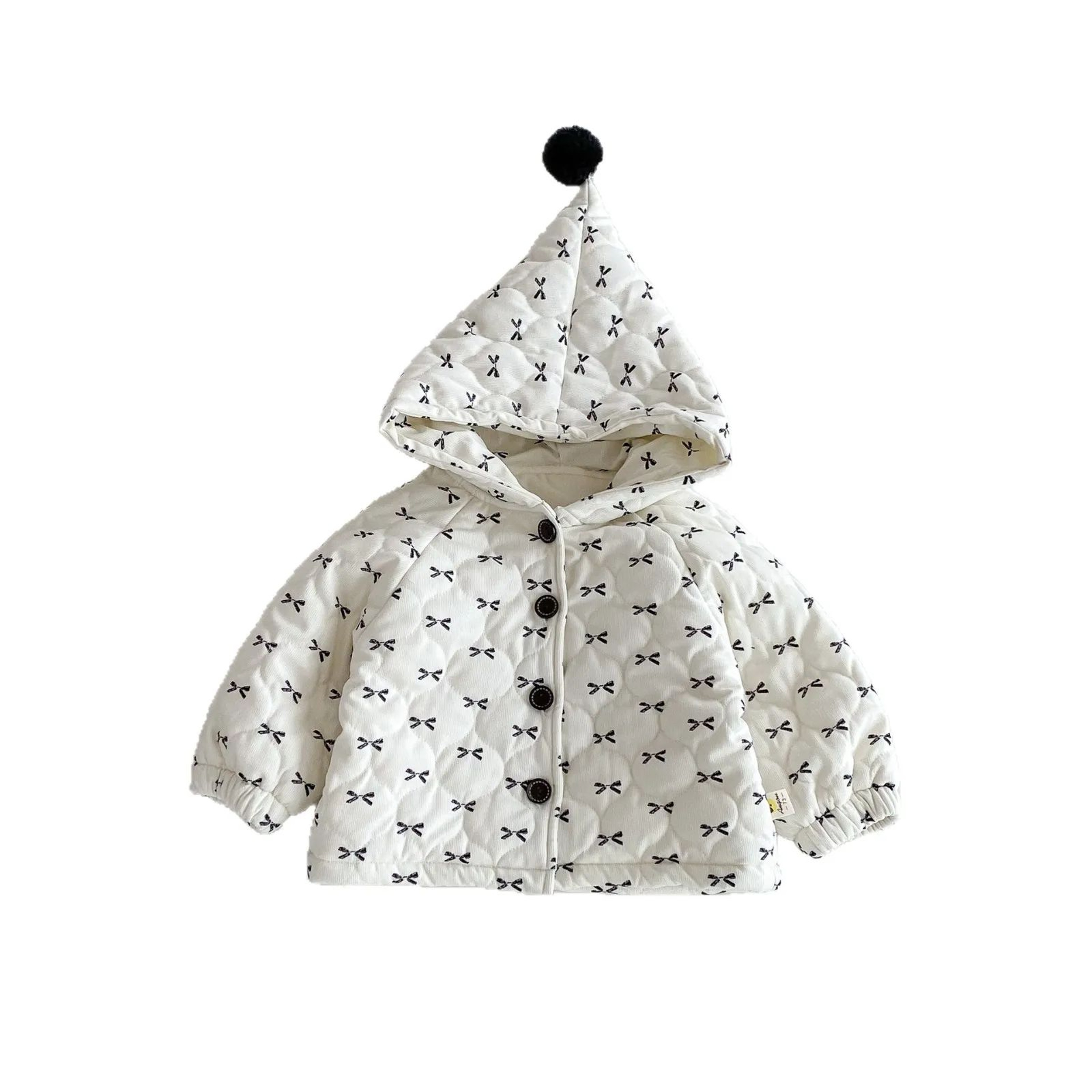 Sweet Bow Hooded Baby Girl Winter Jacket  Soft Cotton Toddler Coat 3