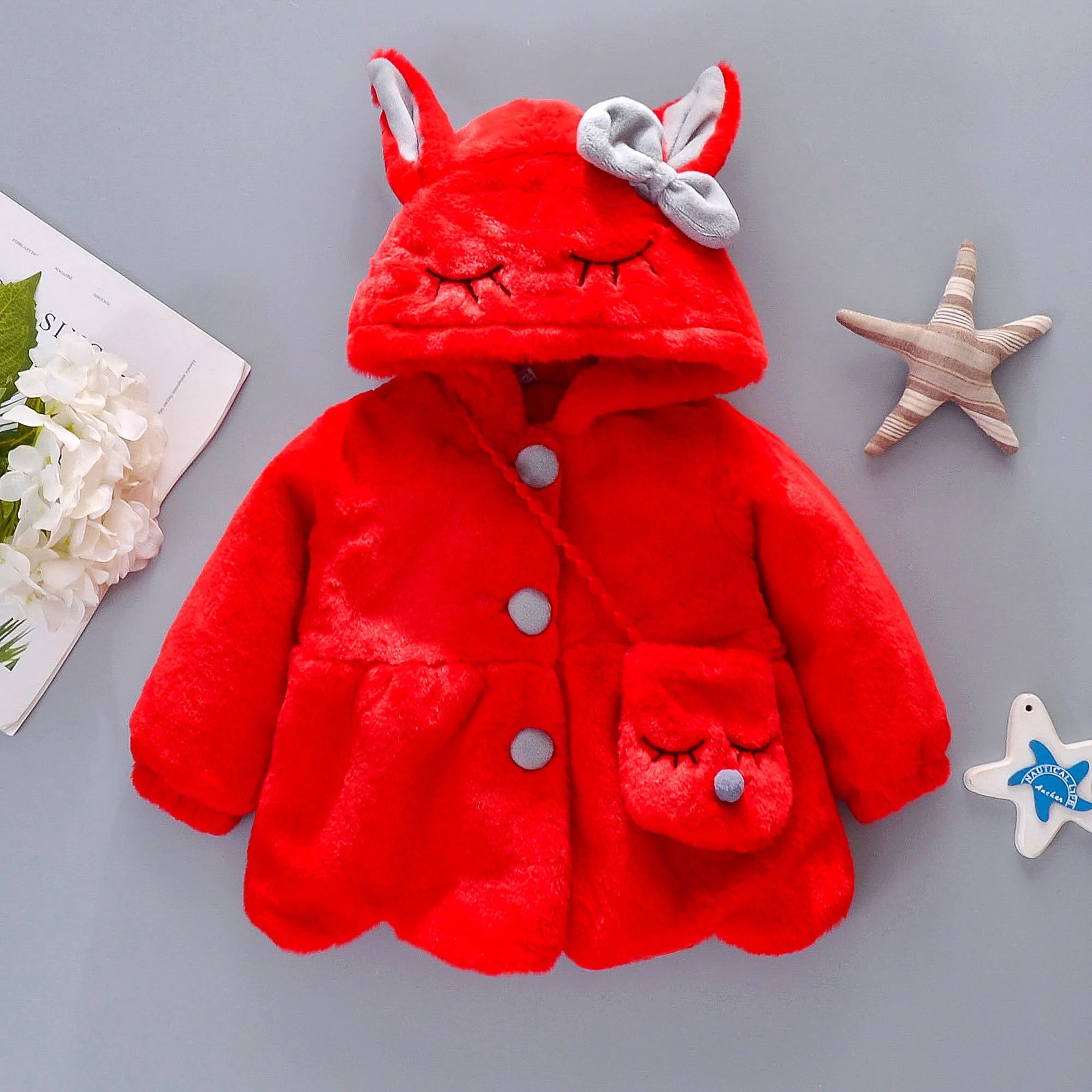 CozyHug Baby Girl Winter Coat  Cute Hooded Cold Protection Jacket With Matching Mini Bag 5