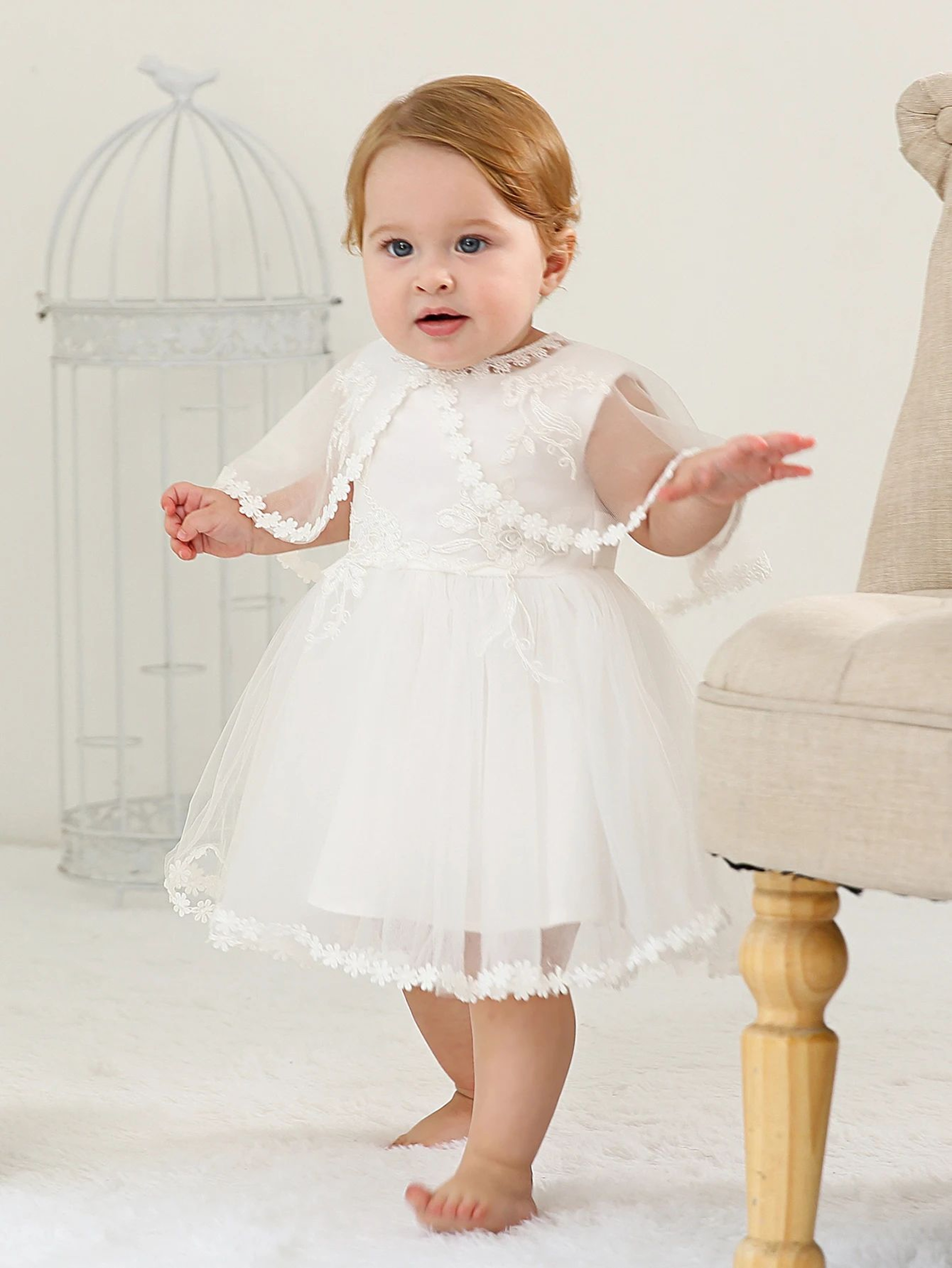 Royal Bloom Baby Princess Dress With Satin Hood Cloak  Floral Embroidered Lace Flower Girl Dress Se 2