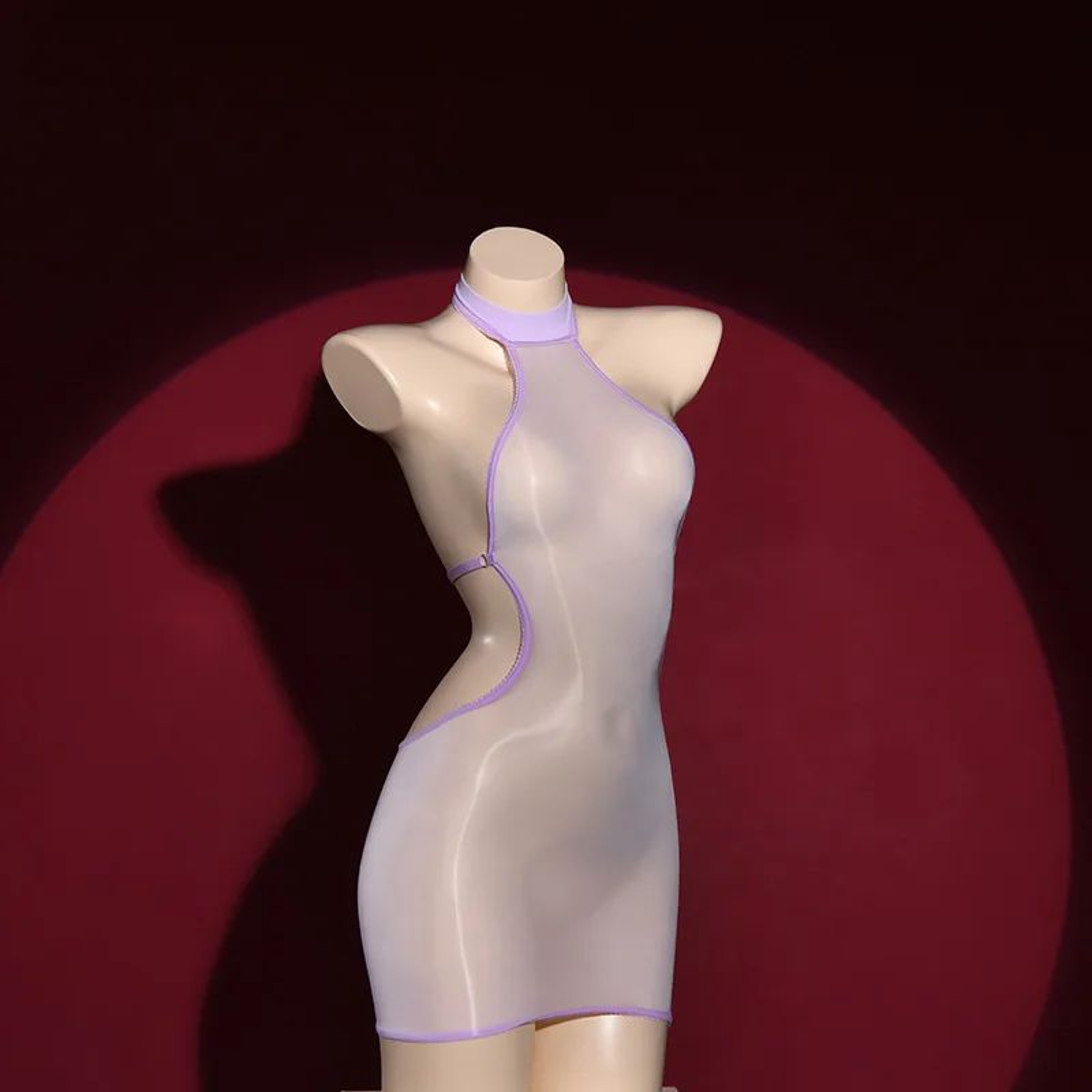 Candy Glow Bodycon Mini Dress  Backless Sheer Glossy Clubwear Dress 12