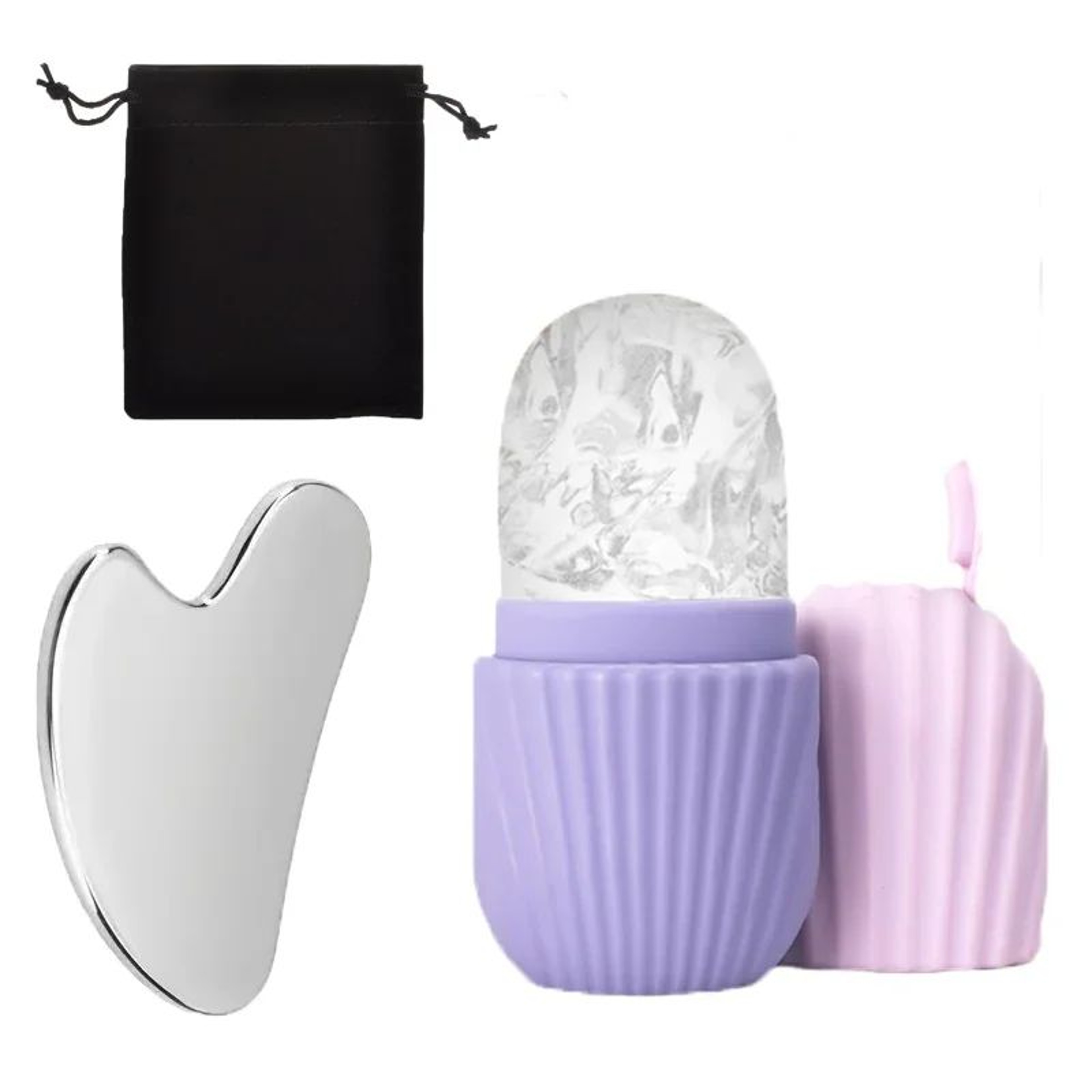 Stainless Steel Ice Face Roller  Gua Sha Set For Depuffing And Facial Sculpting 7