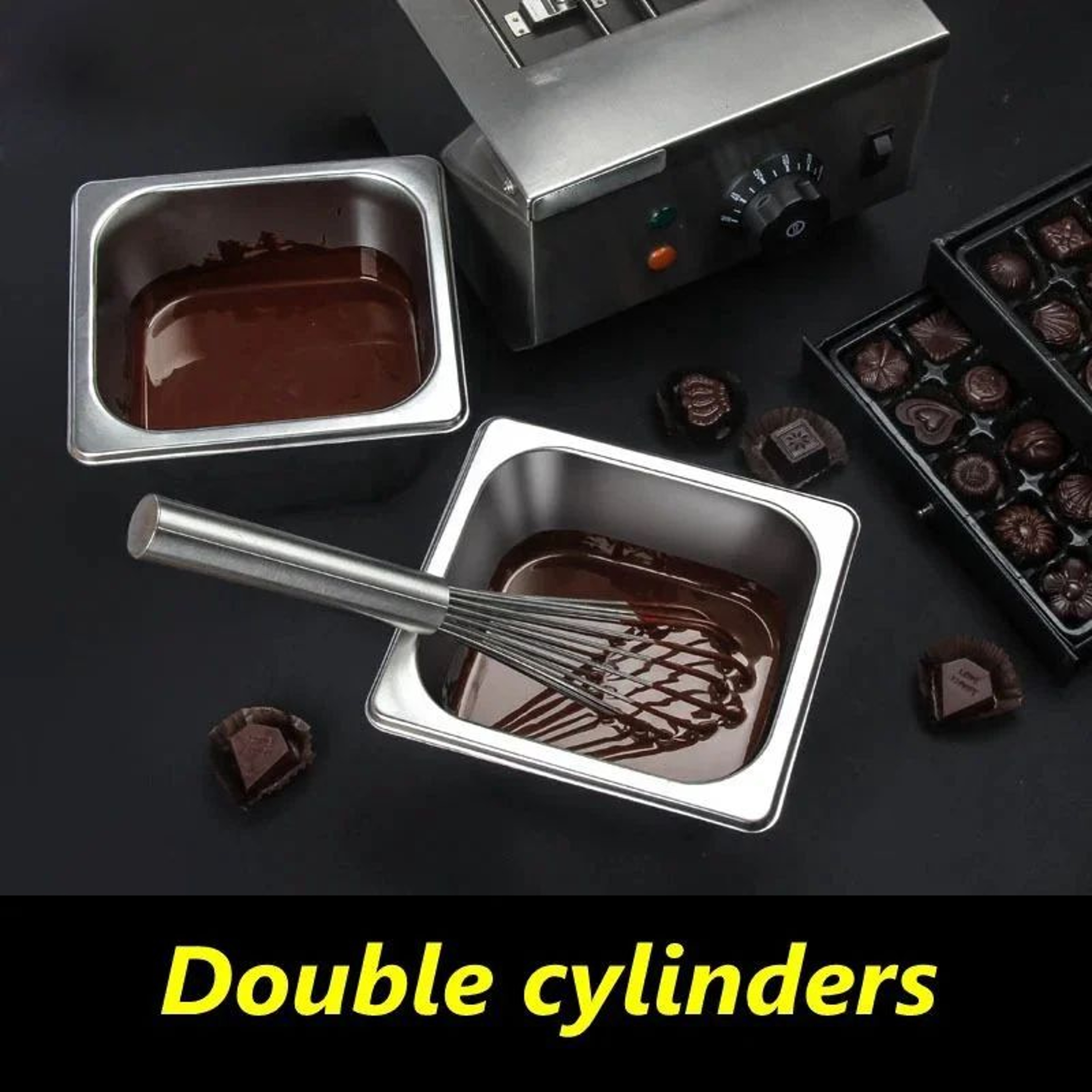 Commercial Double Tank Chocolate Melting Machine  Electric Chocolate Dipping Warmer For Bakeries  D 3
