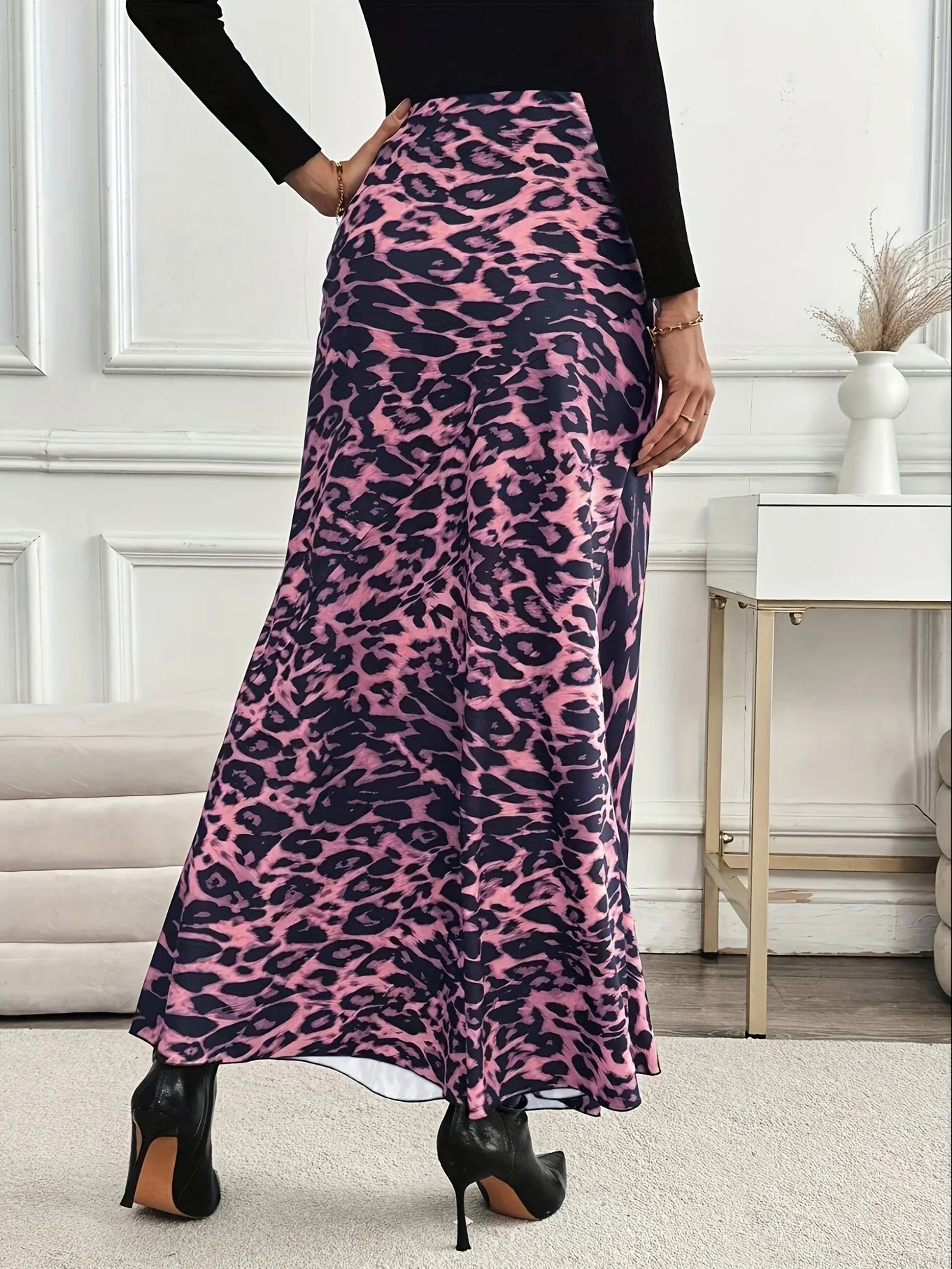 Elegant High Waist Plus Size Autumn Skirt  Flowy Casual Fall Skirt For Women 1