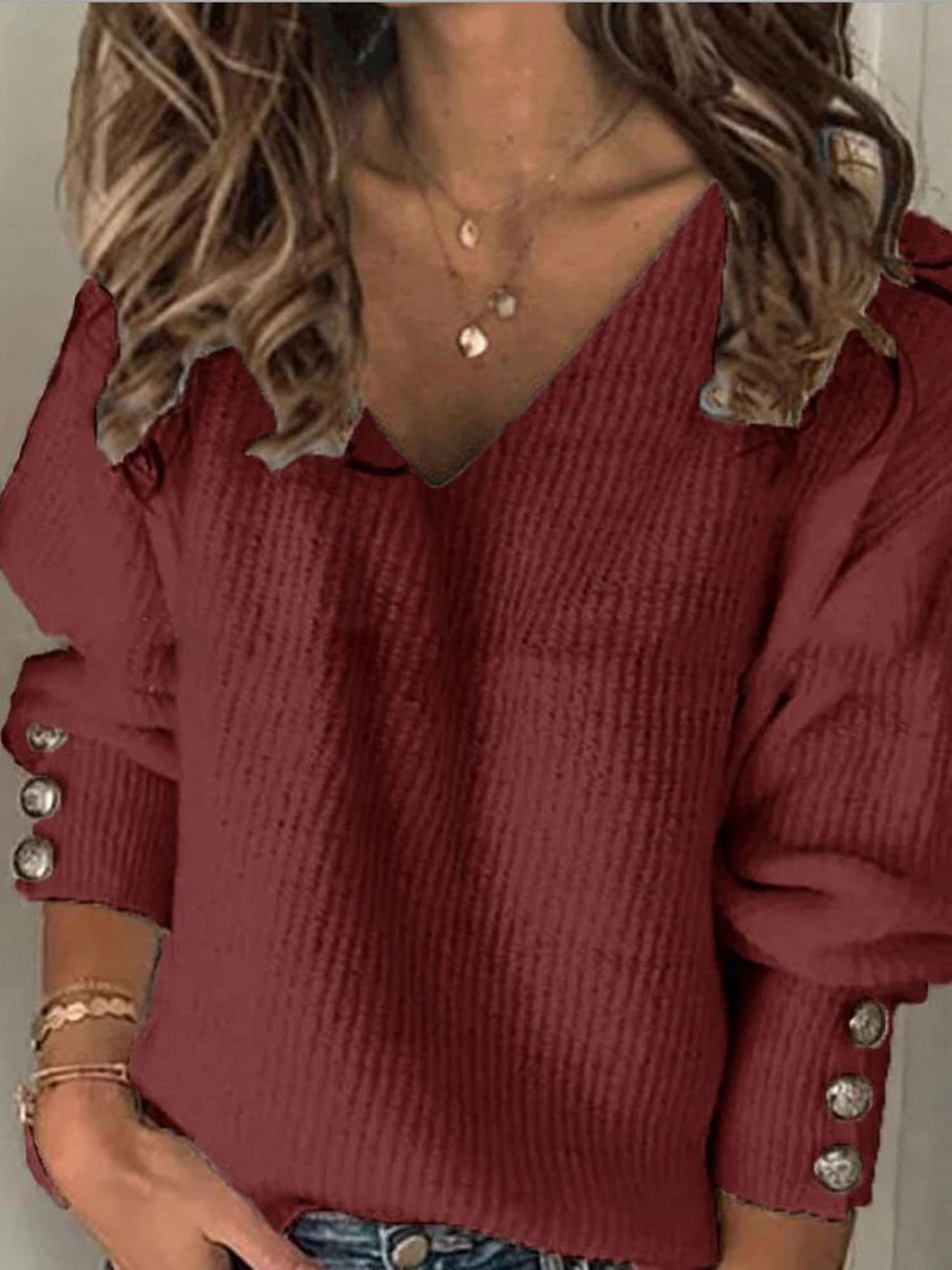 ComfortEase Plus Size VNeck Sweater  Soft Ribbed Knit Oversized Pullover For Women 2