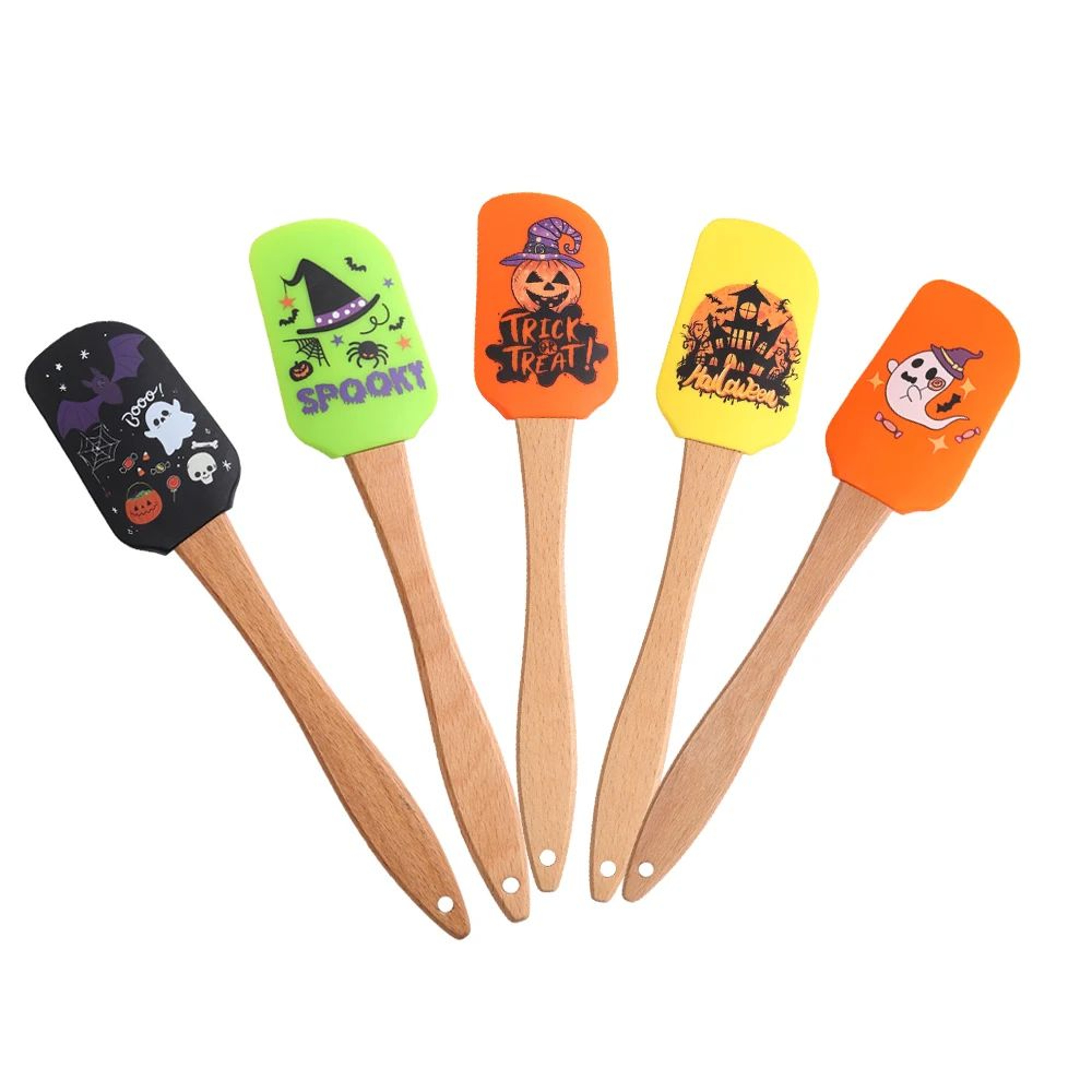 Halloween Silicone Baking Spatula Heat Resistant NonStick Scraper With Wooden Handle 5