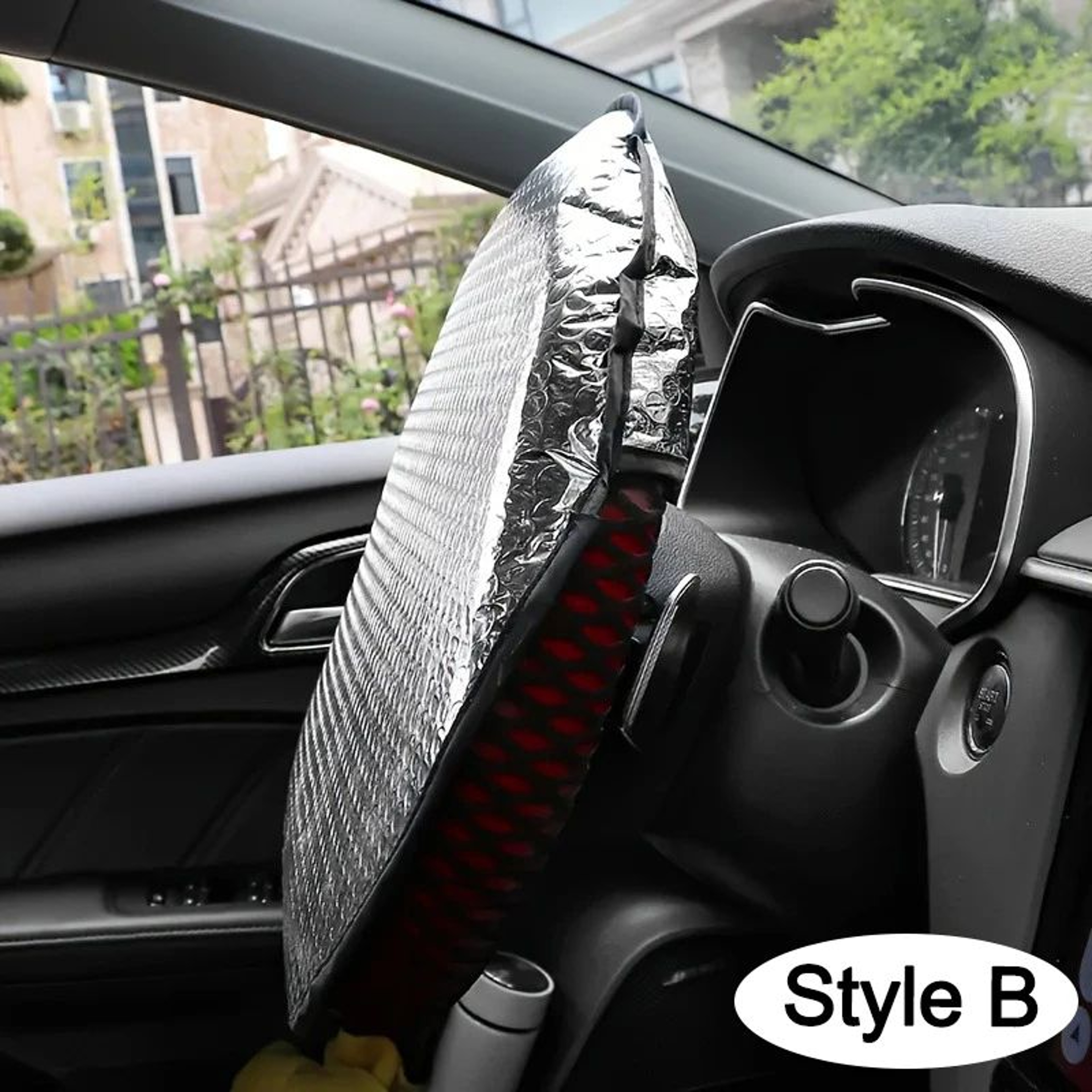SilverShield Steering Wheel Sun Shade Cover For Cars Foldable UV Heat Protector 4
