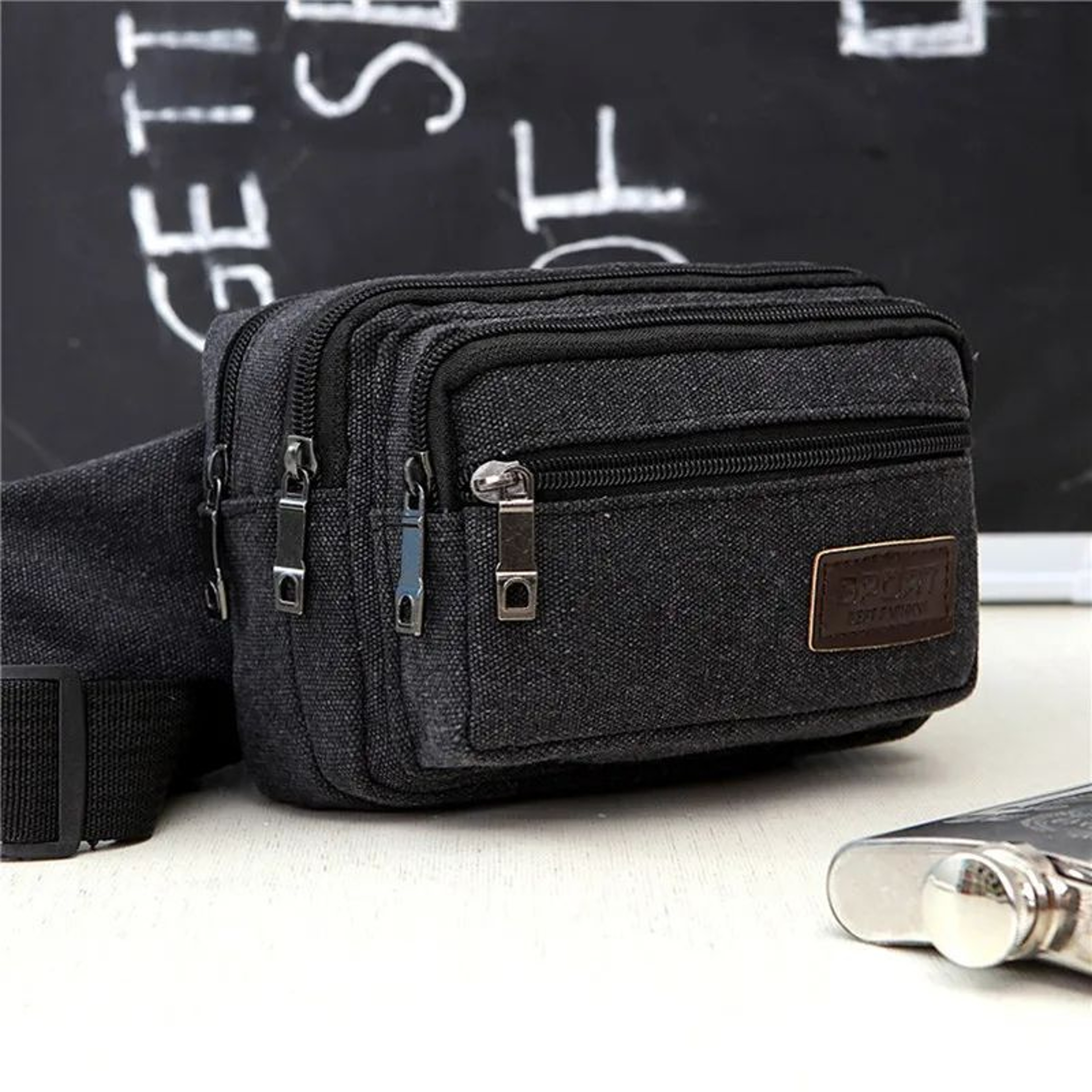 Rugged Canvas Waist Bag For Men  Durable Outdoor Sports Waist Pack With Large Capacity 4