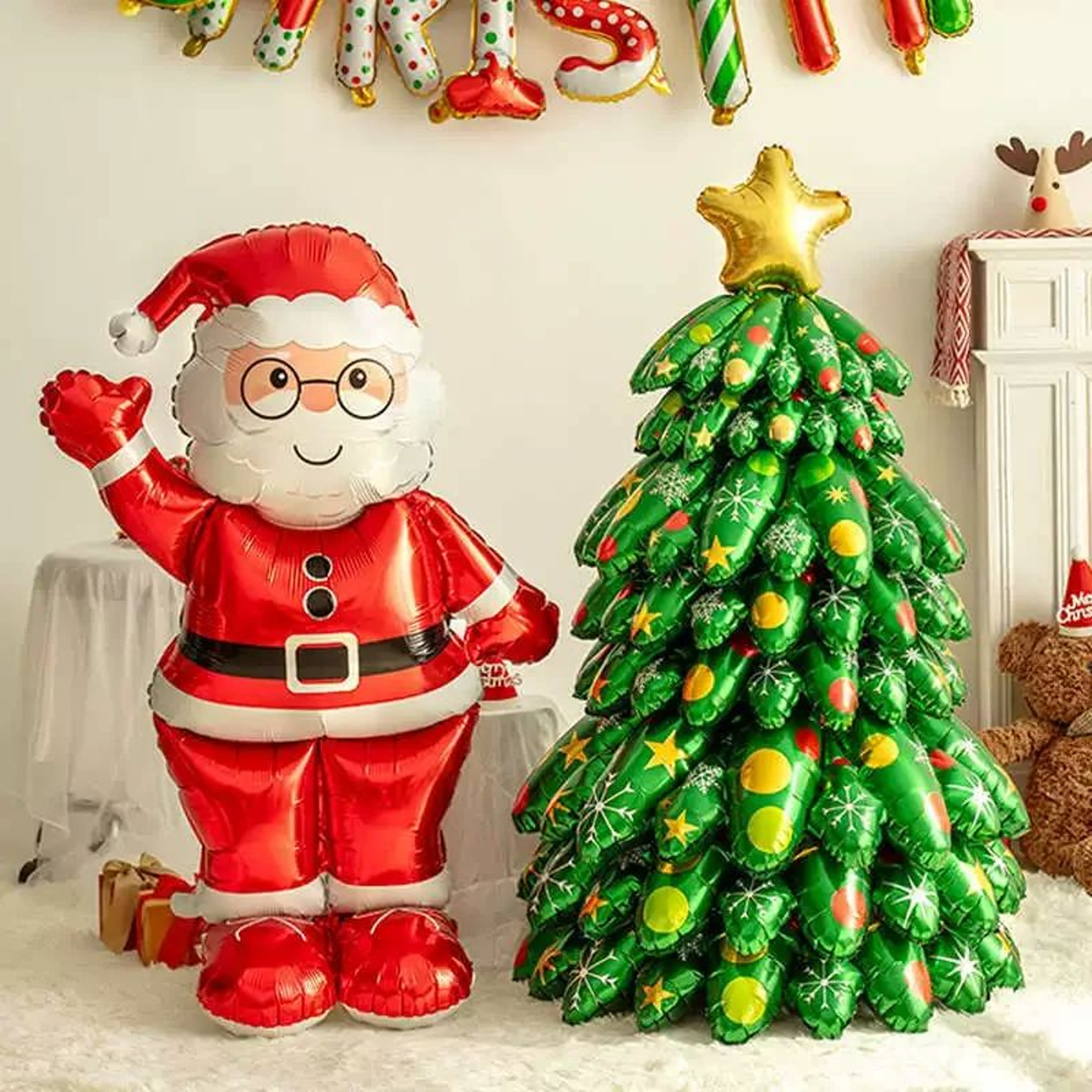 Extra Large Christmas Foil Balloon Standing Santa Or Snowman Holiday Party Decoration 1