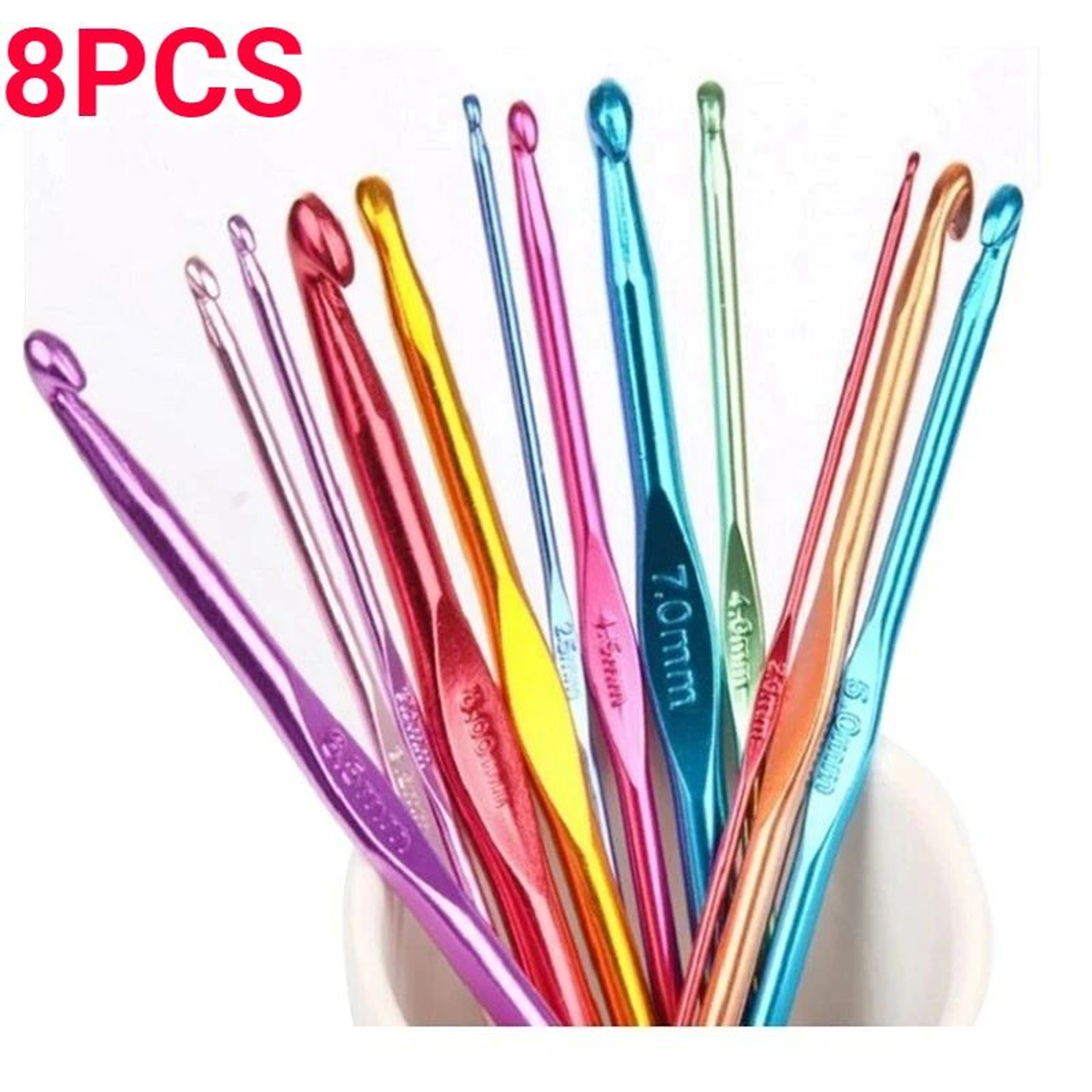 8Piece Ergonomic Aluminum Crochet Hook Set For Smooth Comfortable Crafting 0
